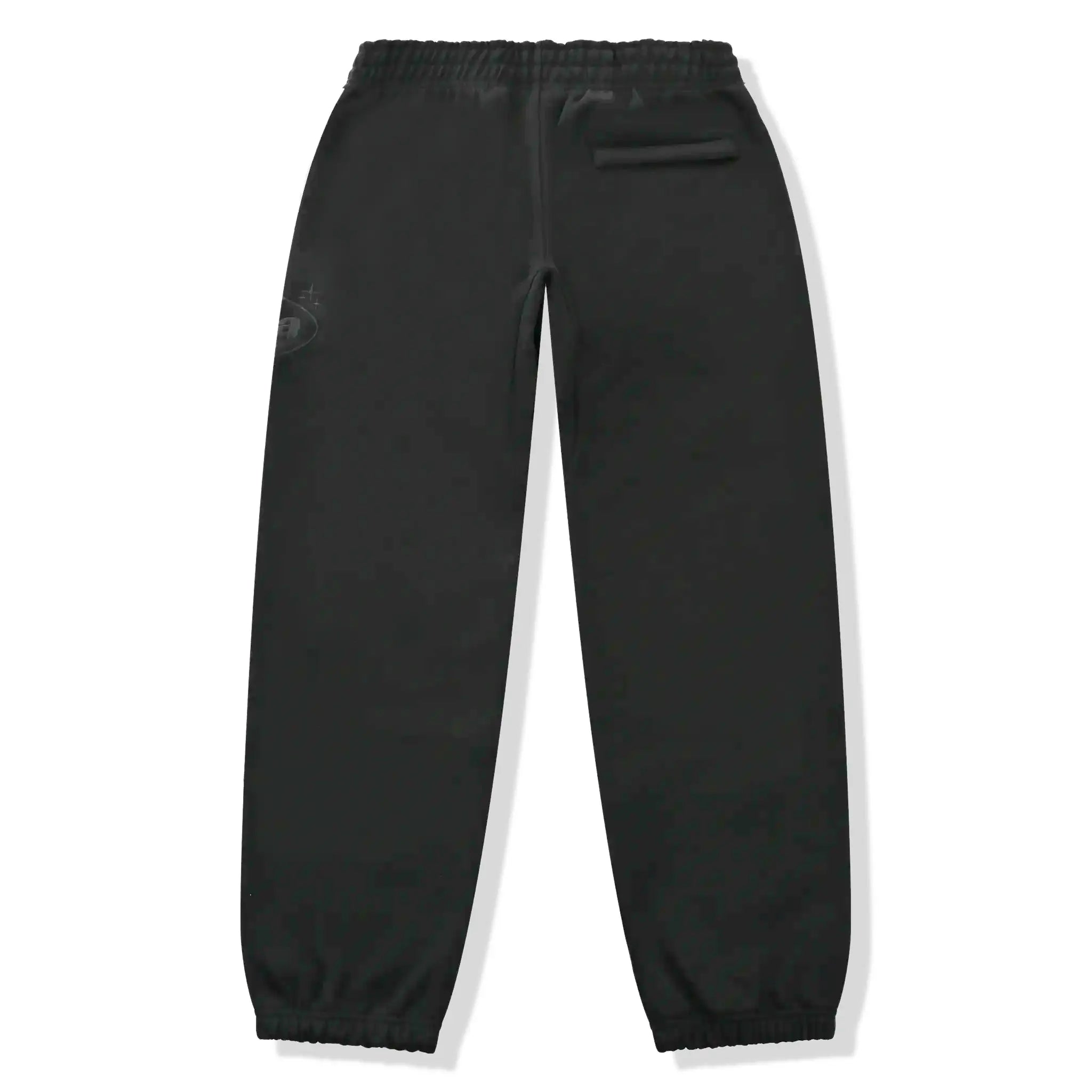 Back view of Drama Call Oval Black Sweatpants