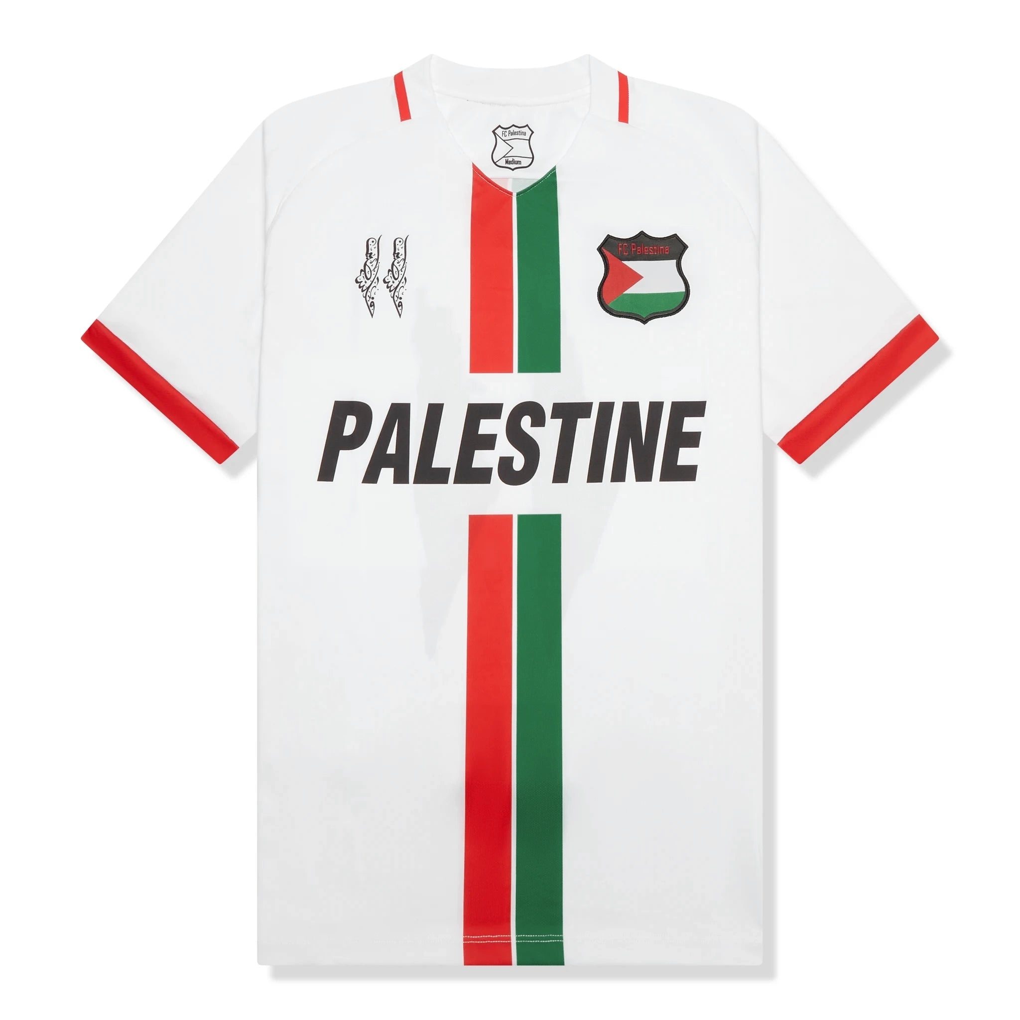 FC Palestina Palestine Red Green Stripe English White Football T Shirt