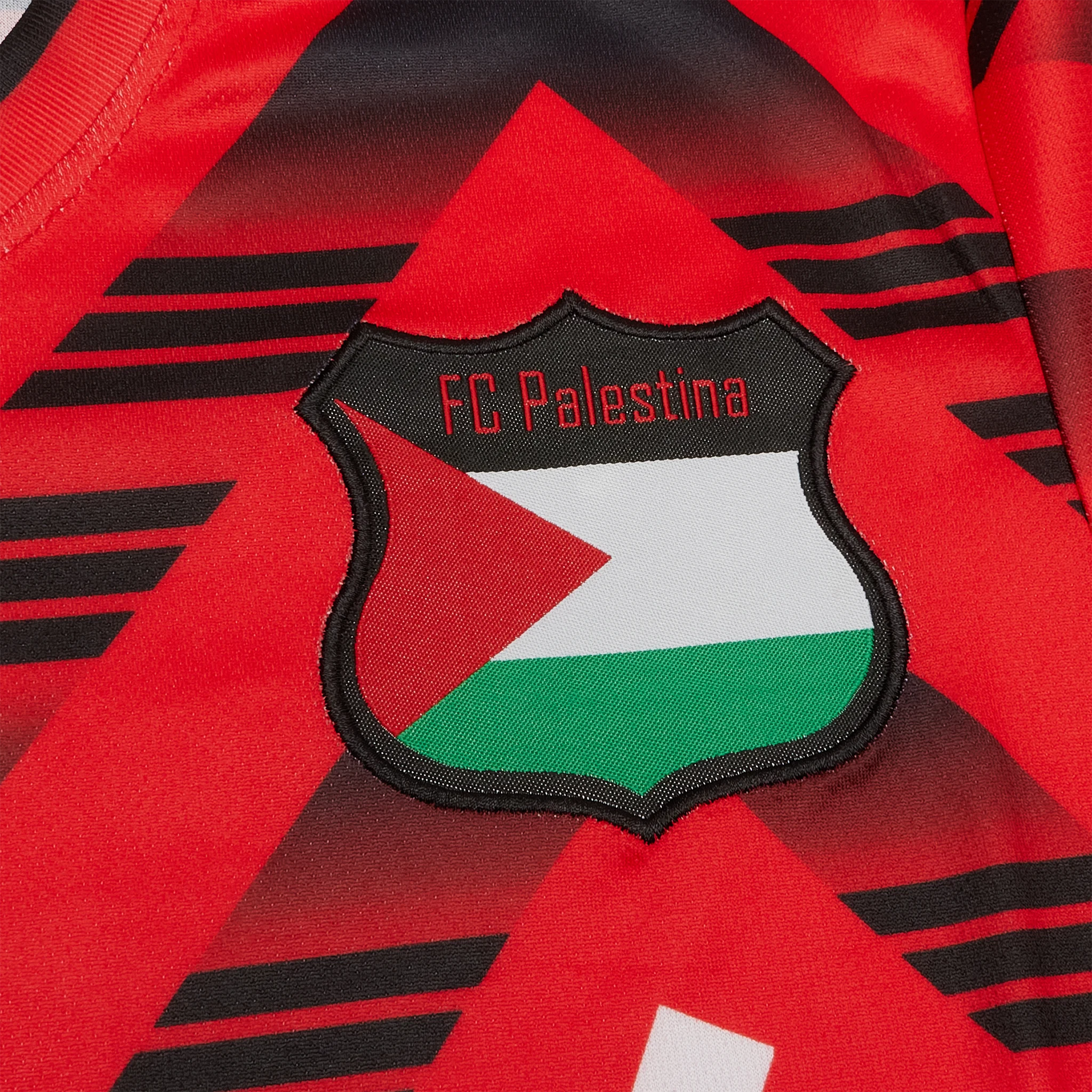 Logo view of FC Palestina Palestine Retro Red Black Football T Shirt