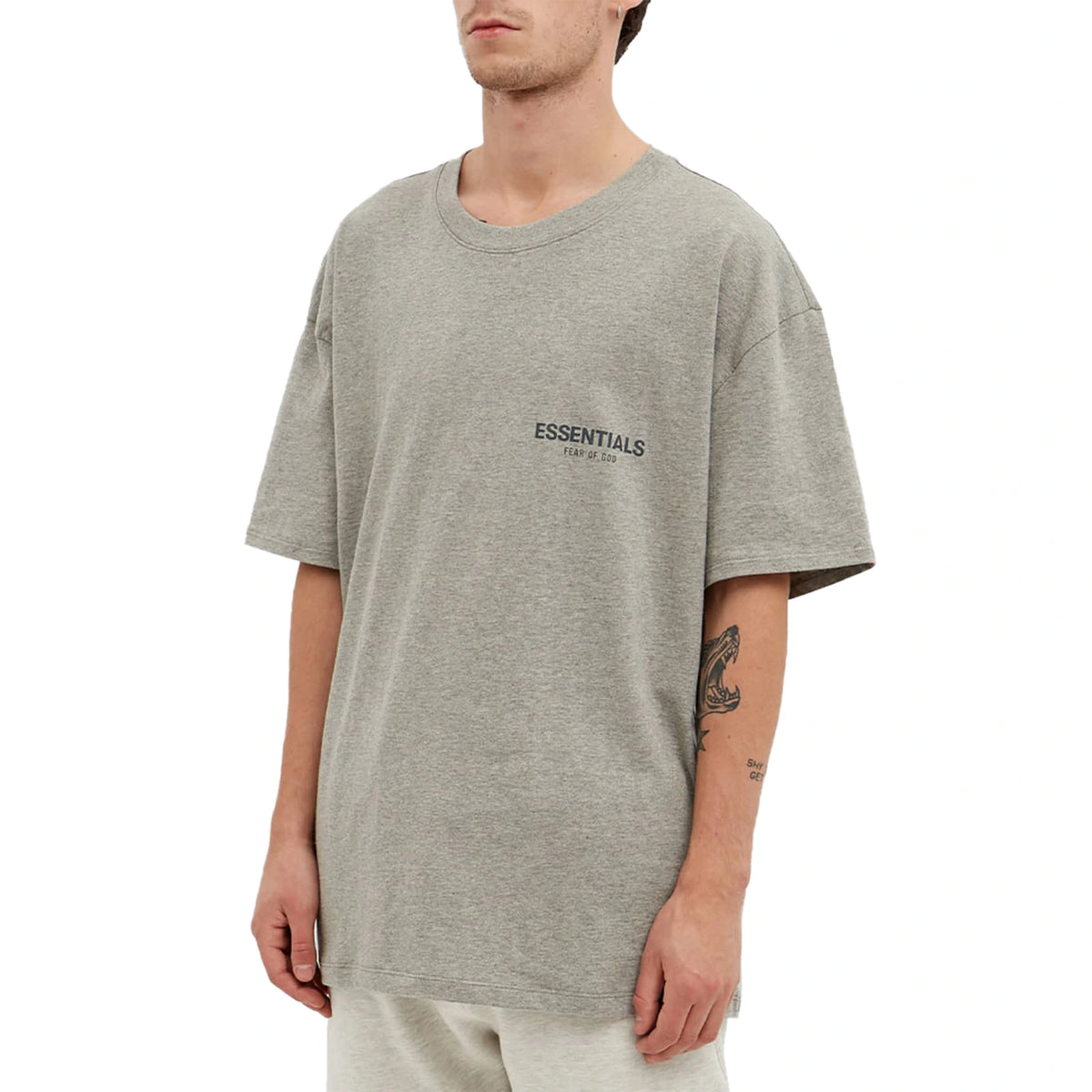 Fear of online God Essentials Boxy ‘Oatmeal’ Logo T-Shirt