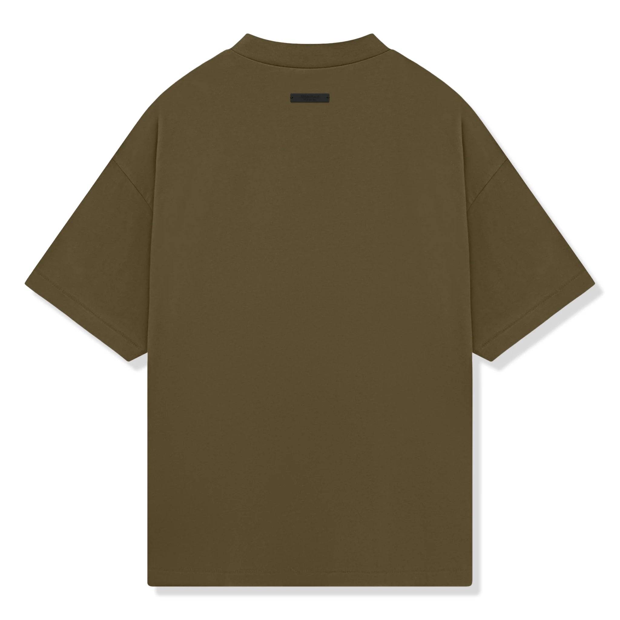 Back view of Fear Of God Essentials Jersey Crewneck Olive T Shirt (FW24)