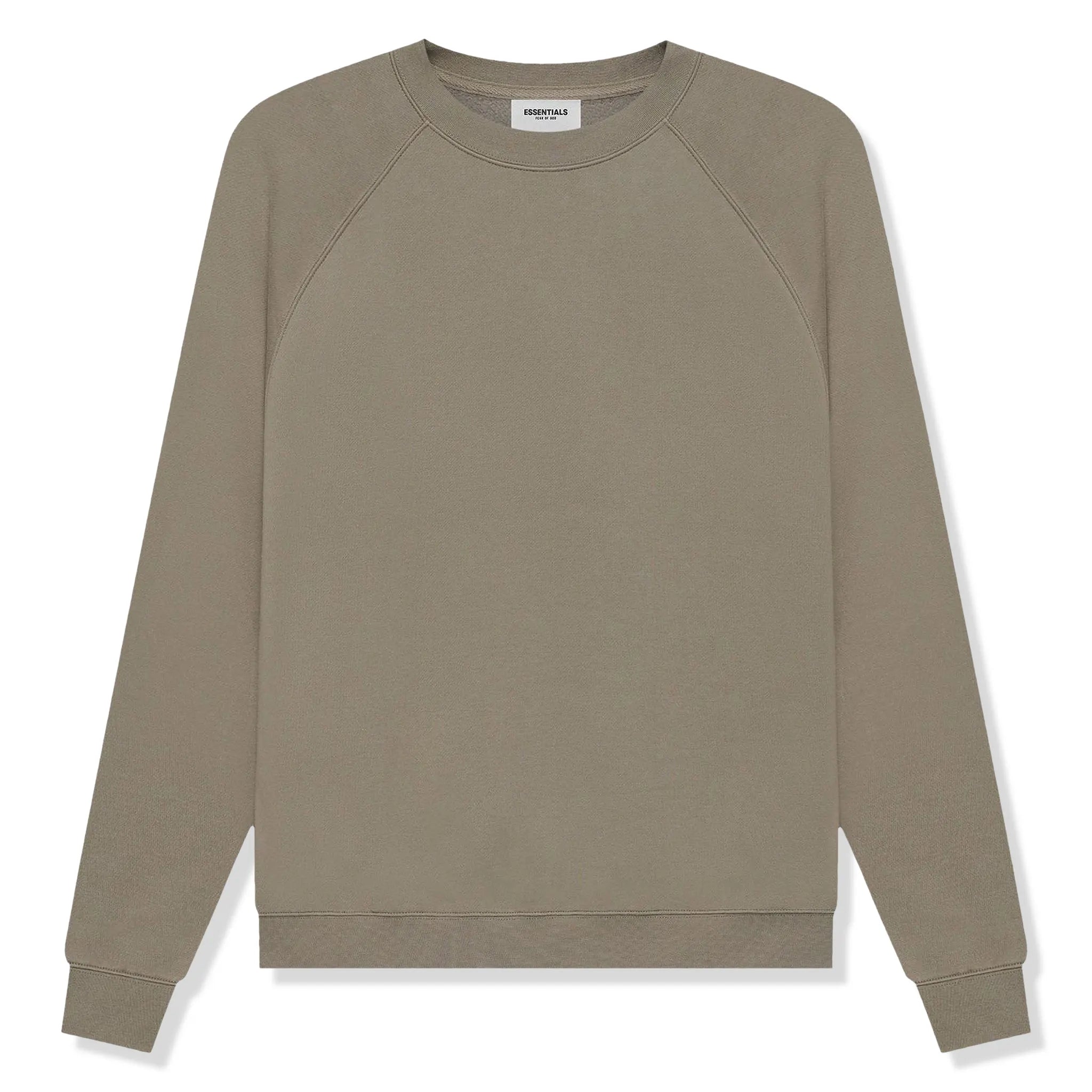 Front view of Fear of God Essentials Taupe Crewneck (SS21)