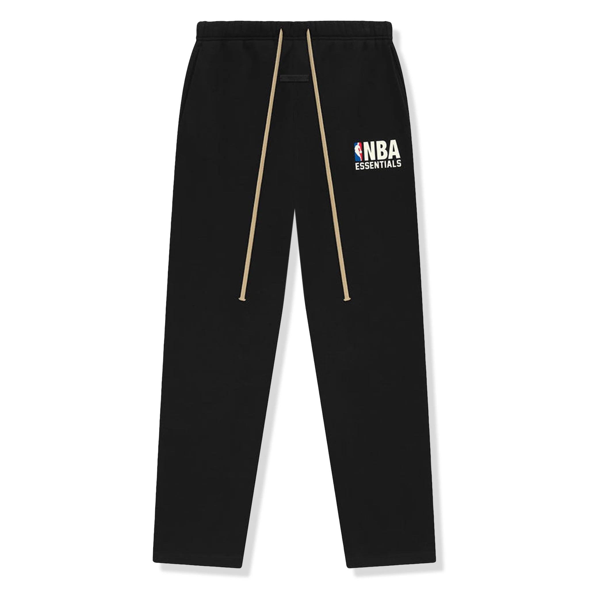 Front view of Fear of God Essentials x NBA Relaxed Black Sweatpants 130AL246001F