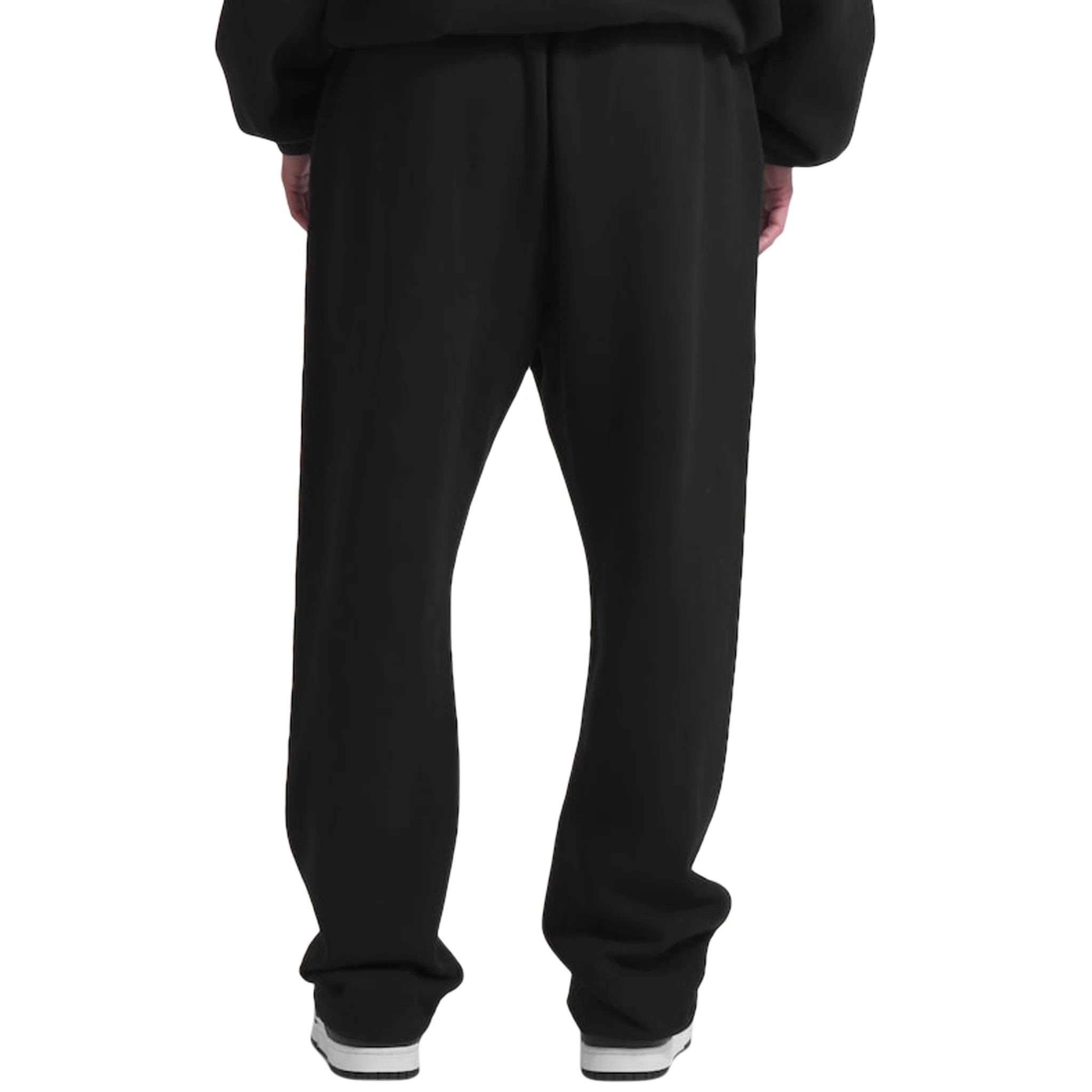 Model back view of Fear of God Essentials x NBA Relaxed Black Sweatpants 130AL246001F