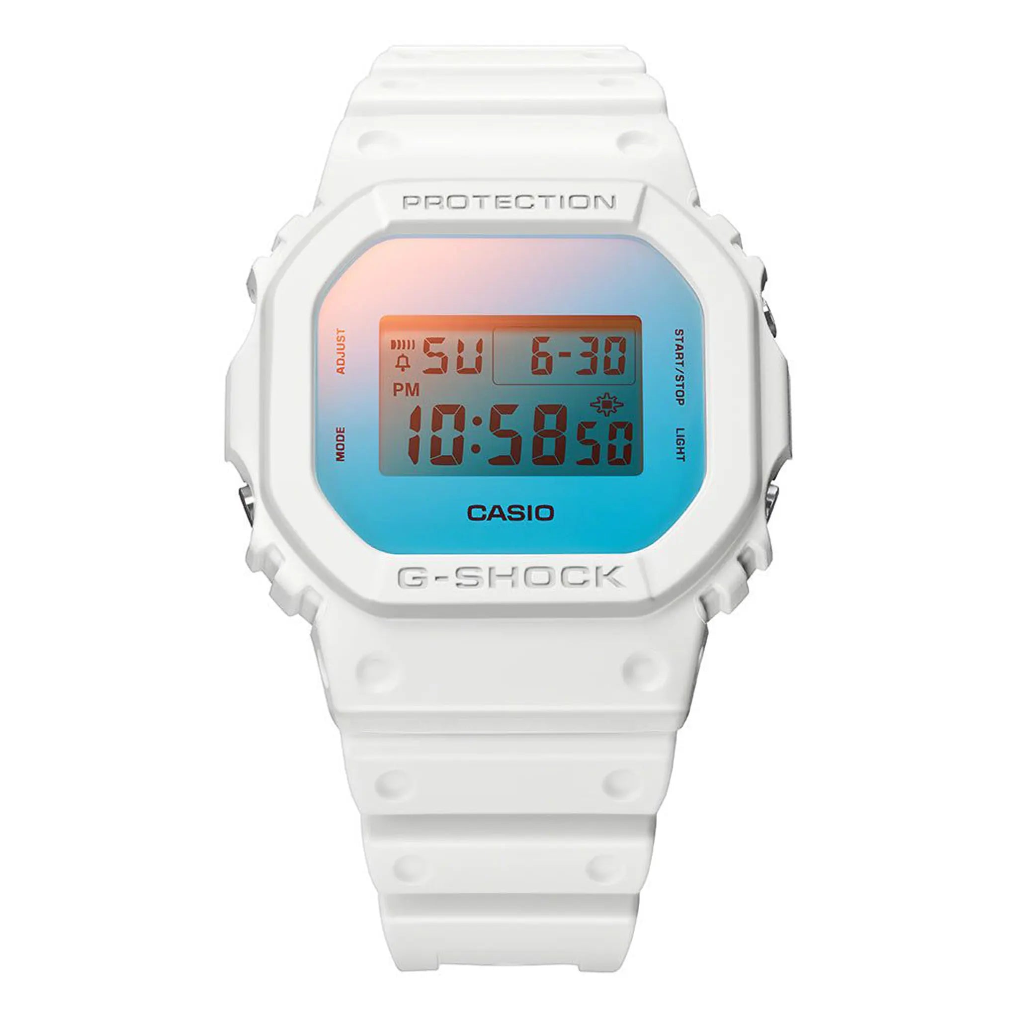 Front view of G-Shock Casio DW-5600TL-7ER White