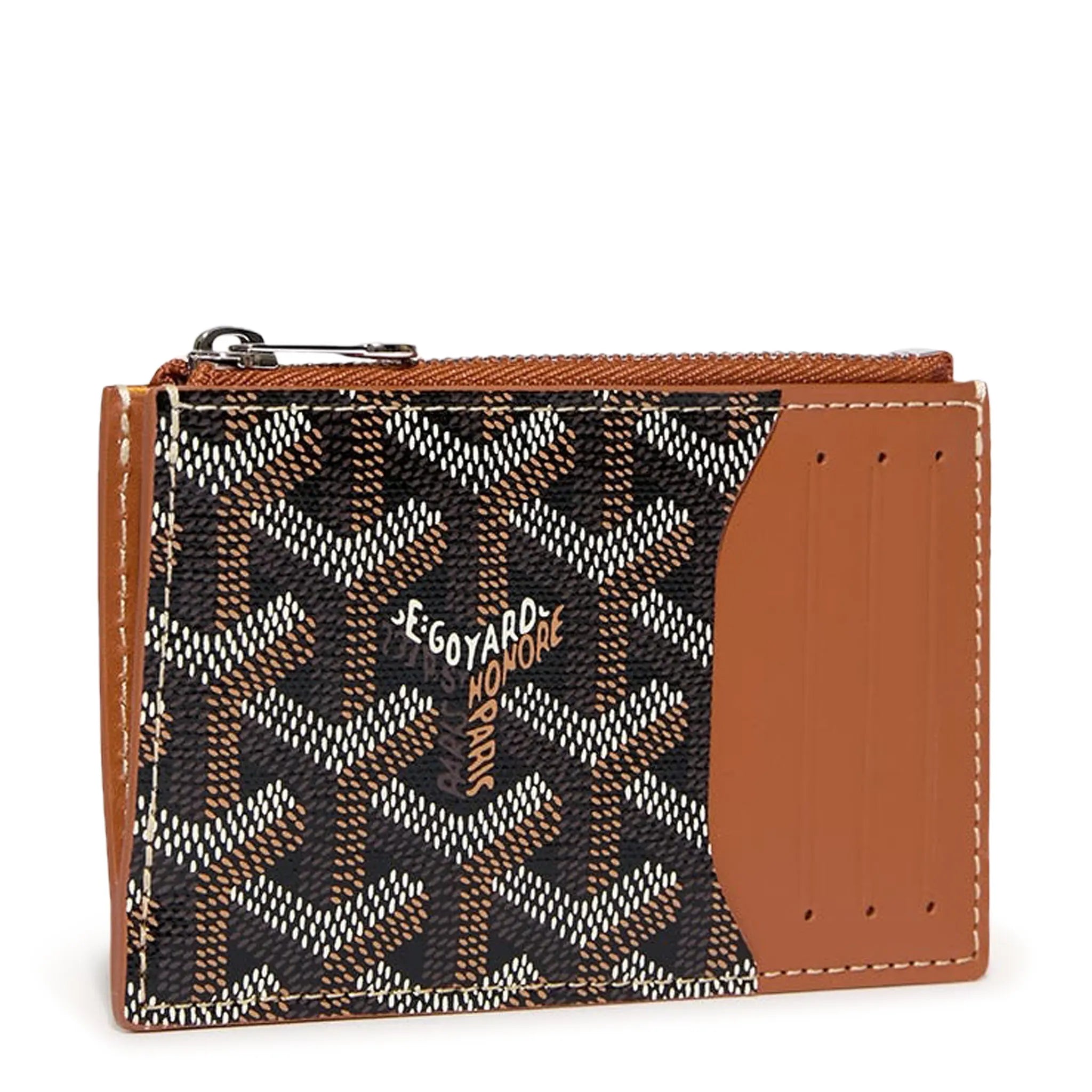 Goyard Bourbon Zipped Black Tan Card Holder