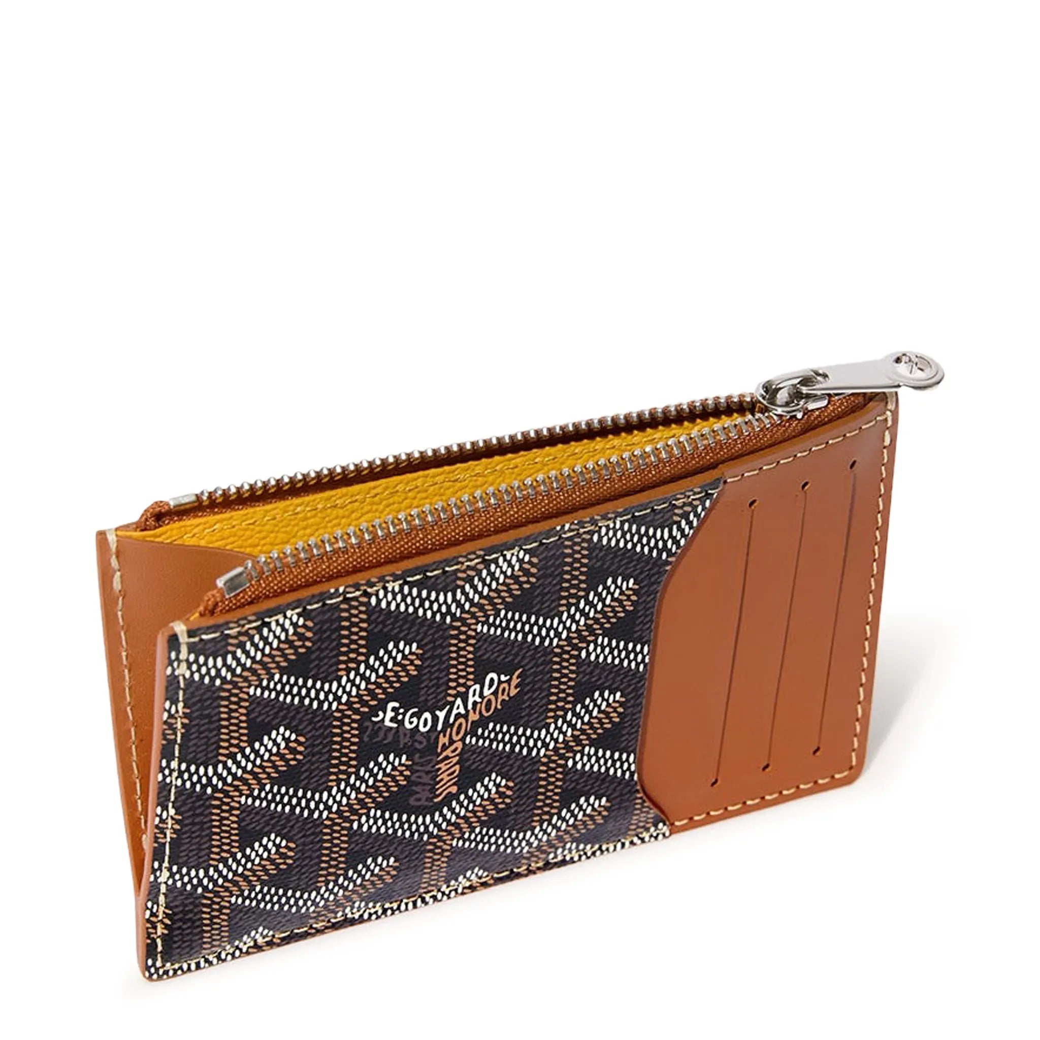 Goyard Bourbon Zipped Black Tan Card Holder