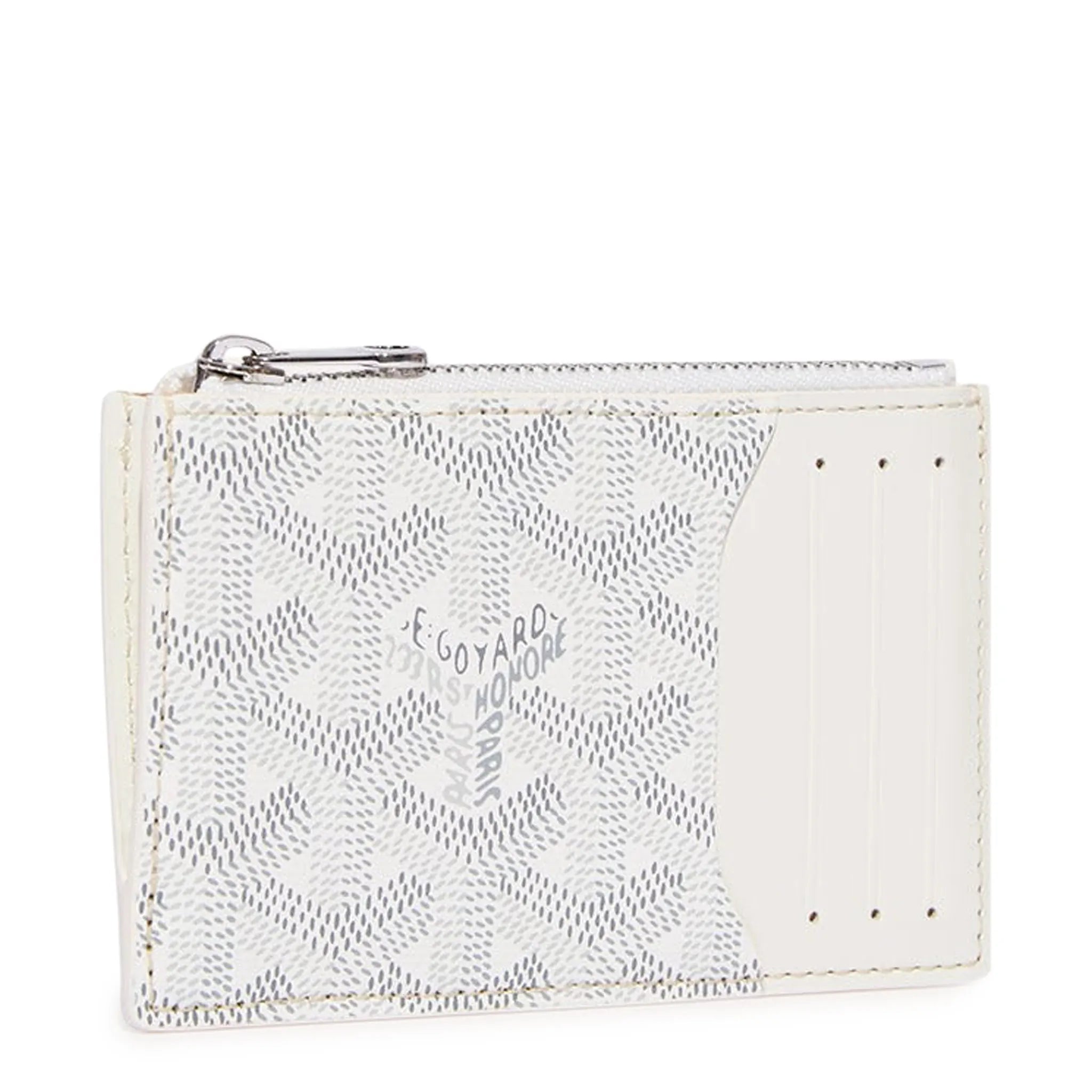 Front view of Goyard Bourbon Zipped White Card Holder BOURBOPMLTY50CL50P