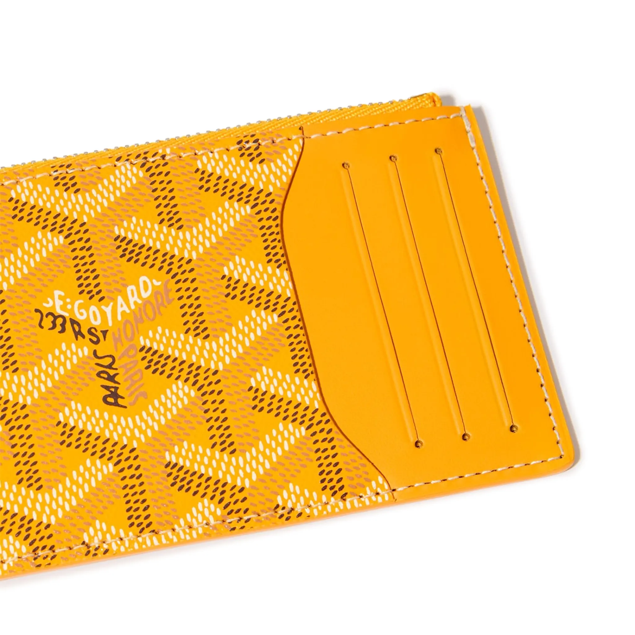 Detail view of Goyard Bourbon Zipped Yellow Card Holder BOURBOPMLTY01CL03P