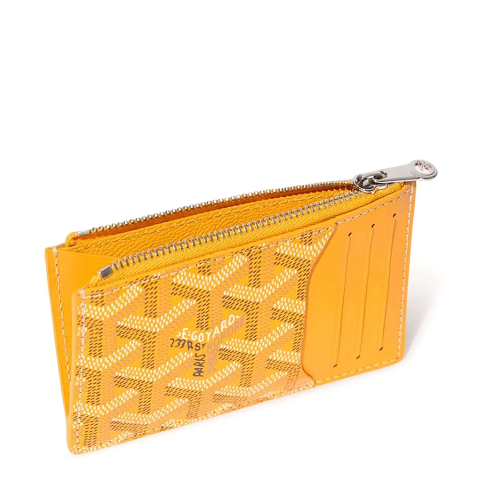 Top view of Goyard Bourbon Zipped Yellow Card Holder BOURBOPMLTY01CL03P