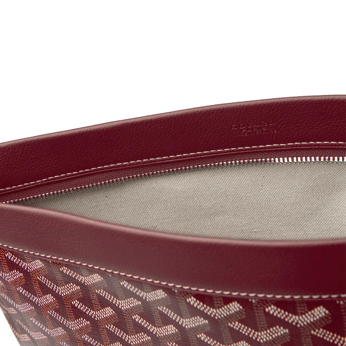 Inside view of Goyard Conti Burgundy Pouch