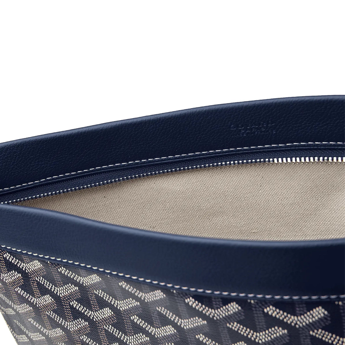 Top detail view of Goyard Conti Navy Blue Pouch 