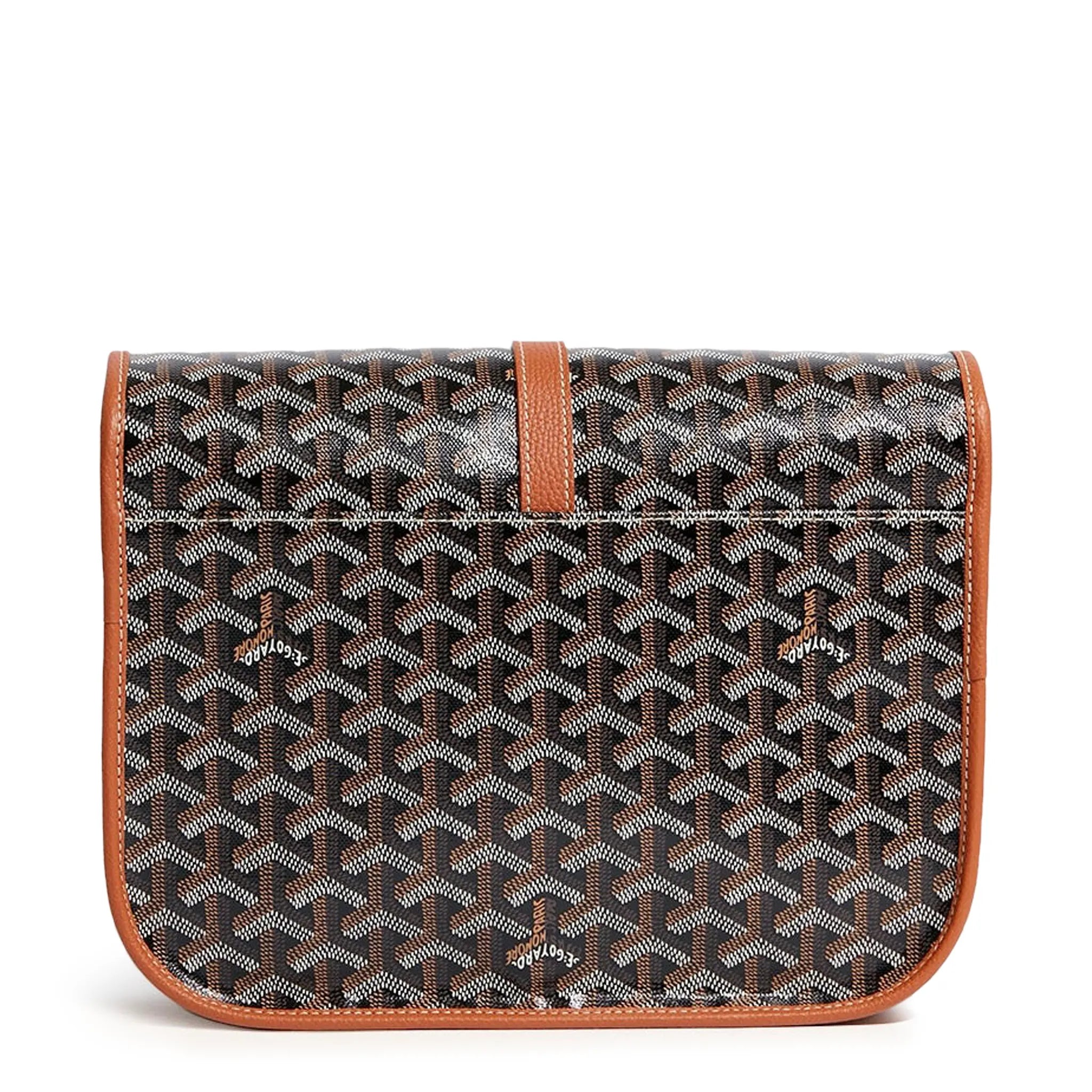 Back view of Goyard Goyardine Belvedere II Black Tan MM pre-owned Bag BELVE3MMLTY01CG03P