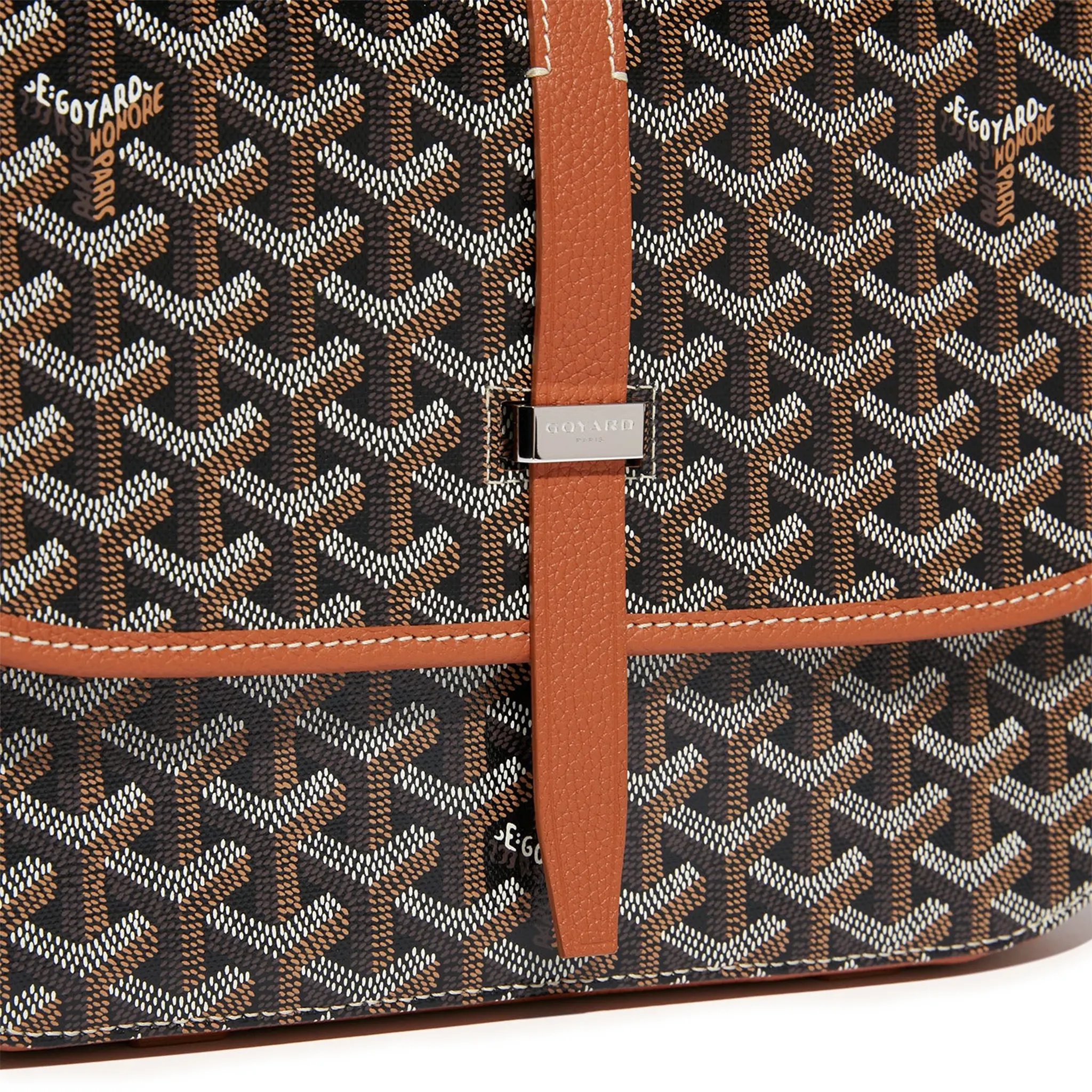 Detail view of Goyard Goyardine Belvedere II Black Tan MM pre-owned Bag BELVE3MMLTY01CG03P