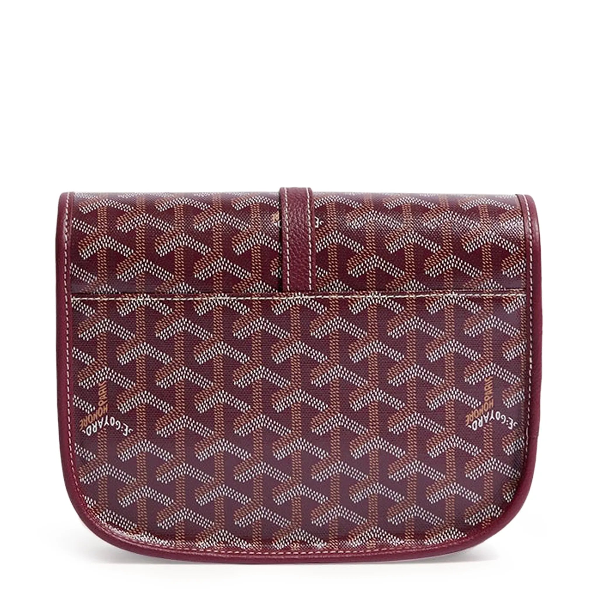 Back view of Goyard Goyardine Belvedere II Burgundy PM Messenger Bag BELVE3PMLTY33CG33P