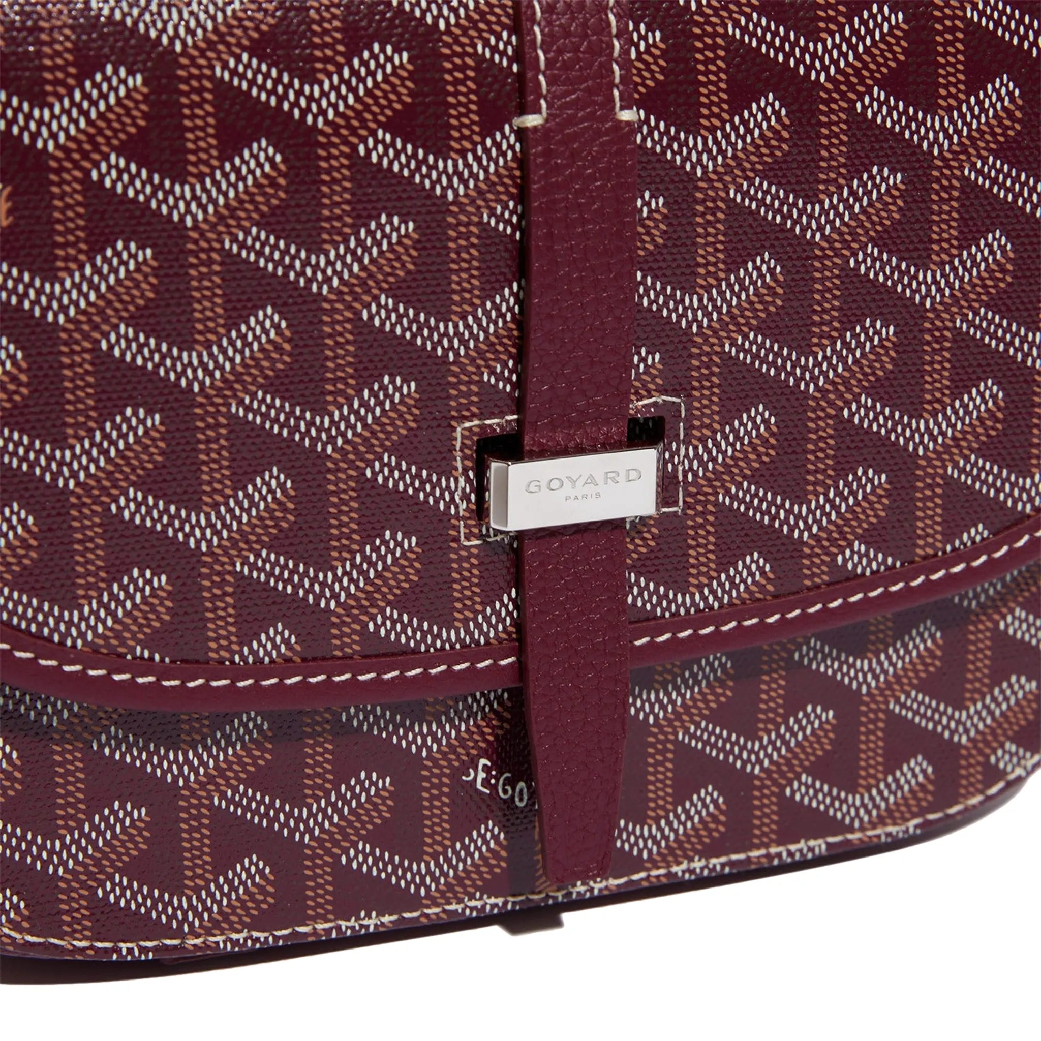 Detail view of Goyard Goyardine Belvedere II Burgundy PM Messenger Bag BELVE3PMLTY33CG33P