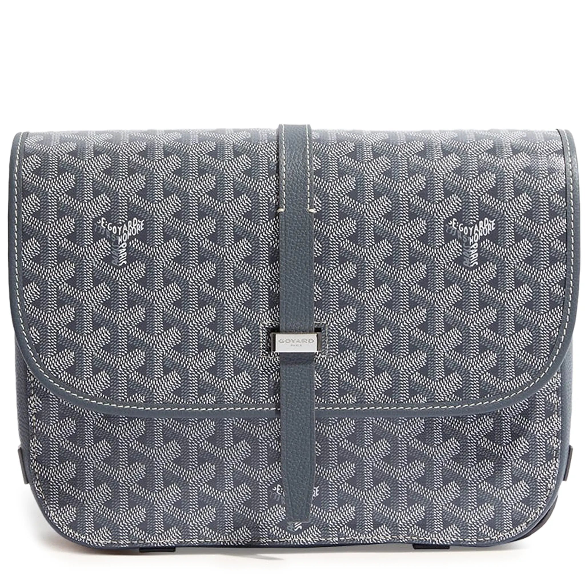 Front view of Goyard Goyardine Belvedere II Grey MM Messenger Bag BELVE3MMLTY51CG51P