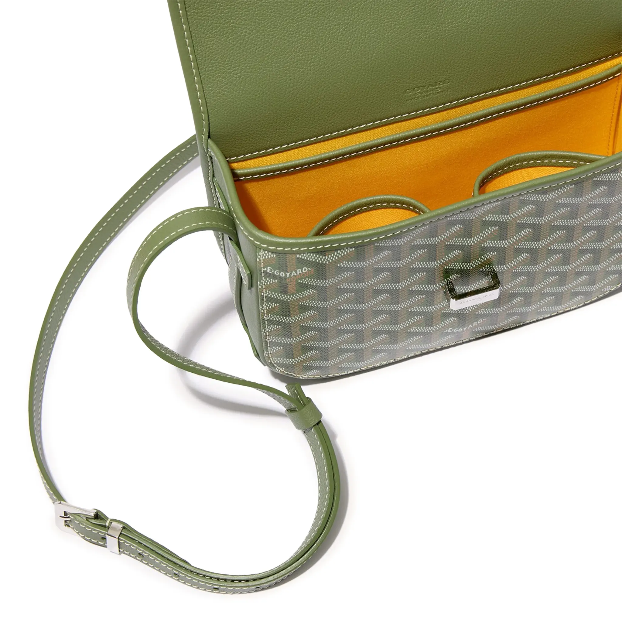 Detail view of Goyard Goyardine Belvedere II Khaki PM Messenger Bag BELGYDPMLTY29CG29P