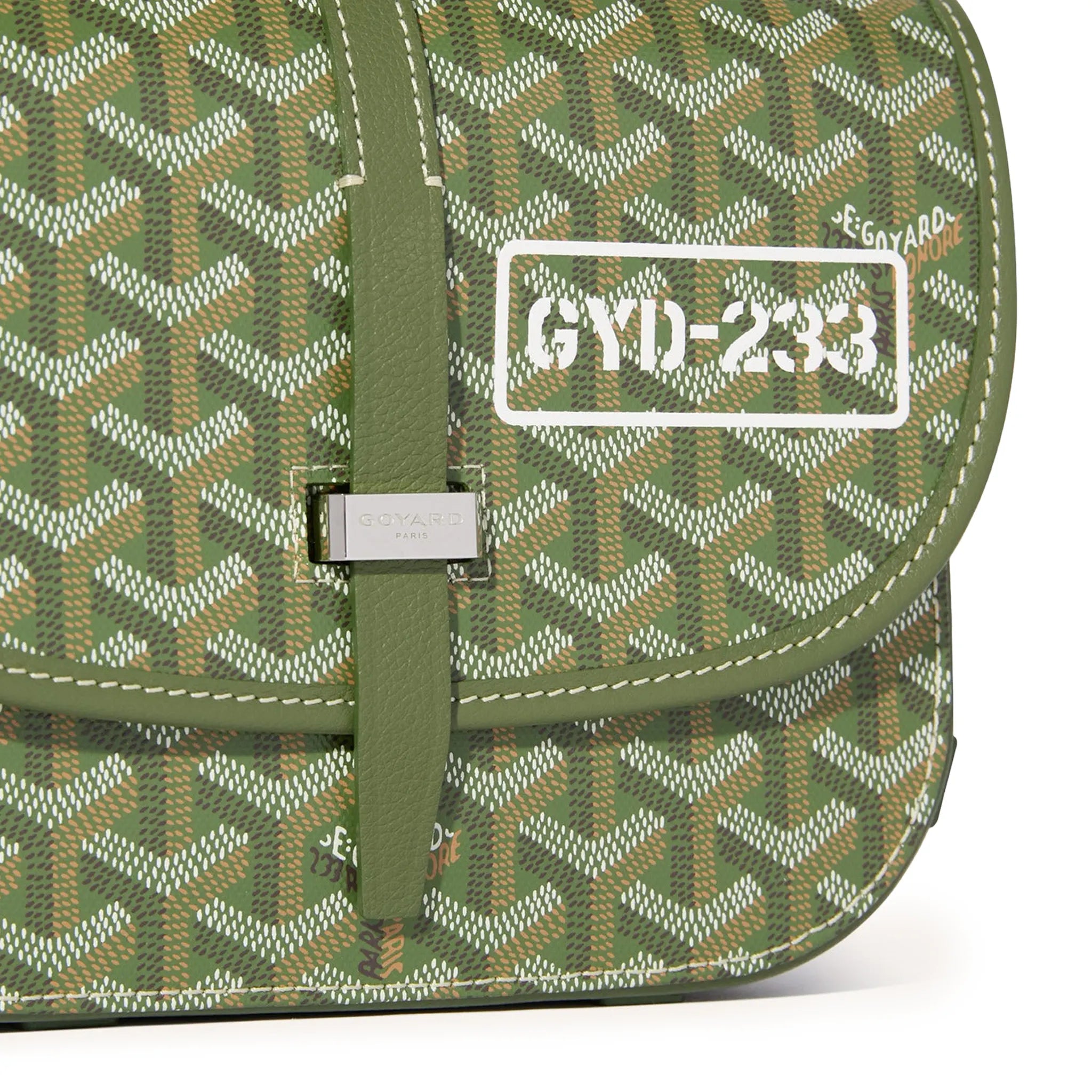 Detail view of Goyard Goyardine Belvedere II Khaki PM Messenger Bag BELGYDPMLTY29CG29P