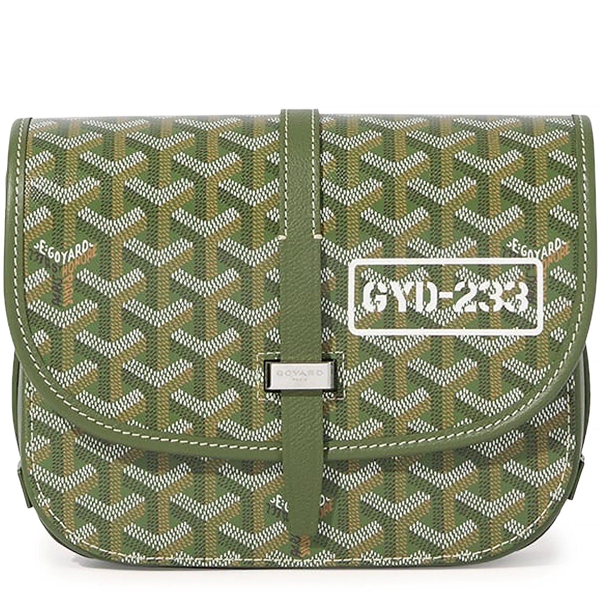 Front view of Goyard Goyardine Belvedere II Khaki PM Messenger Bag BELGYDPMLTY29CG29P