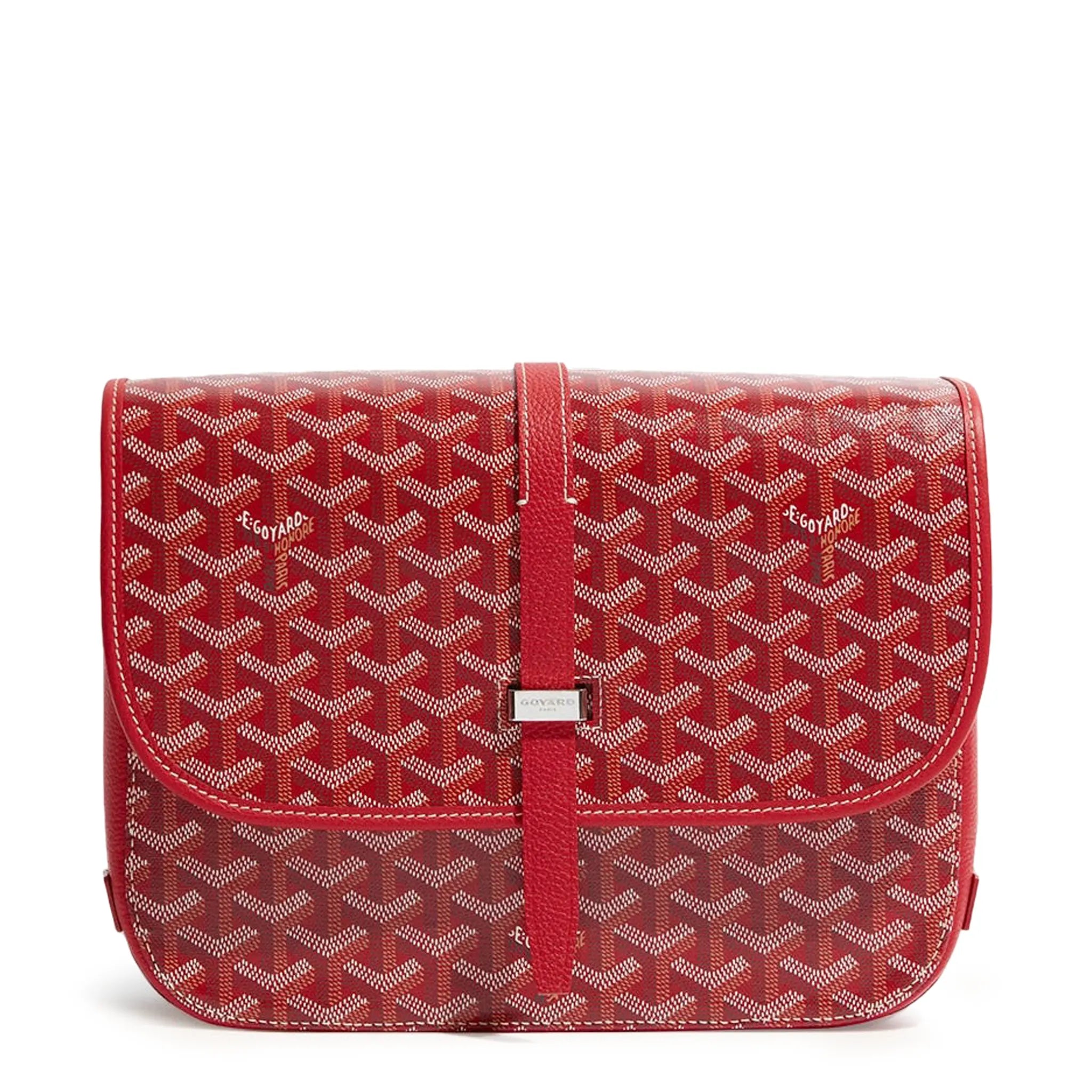 Front view of Goyard Goyardine Belvedere II Red MM Messenger Bag BELVE3MMLTY02CG02P