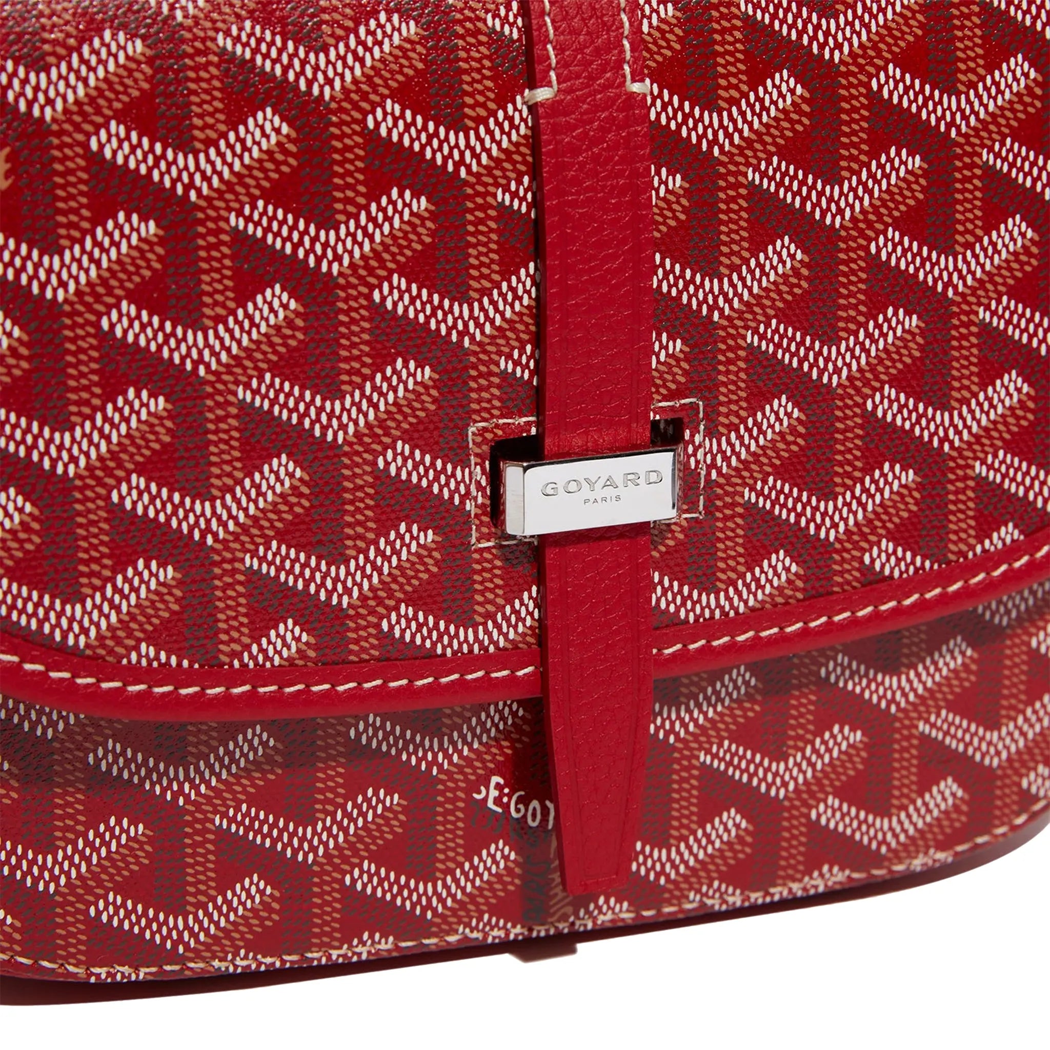 Detail view of Goyard Goyardine Belvedere II Red PM Messenger Bag BELVE3PMLTY02CG02P