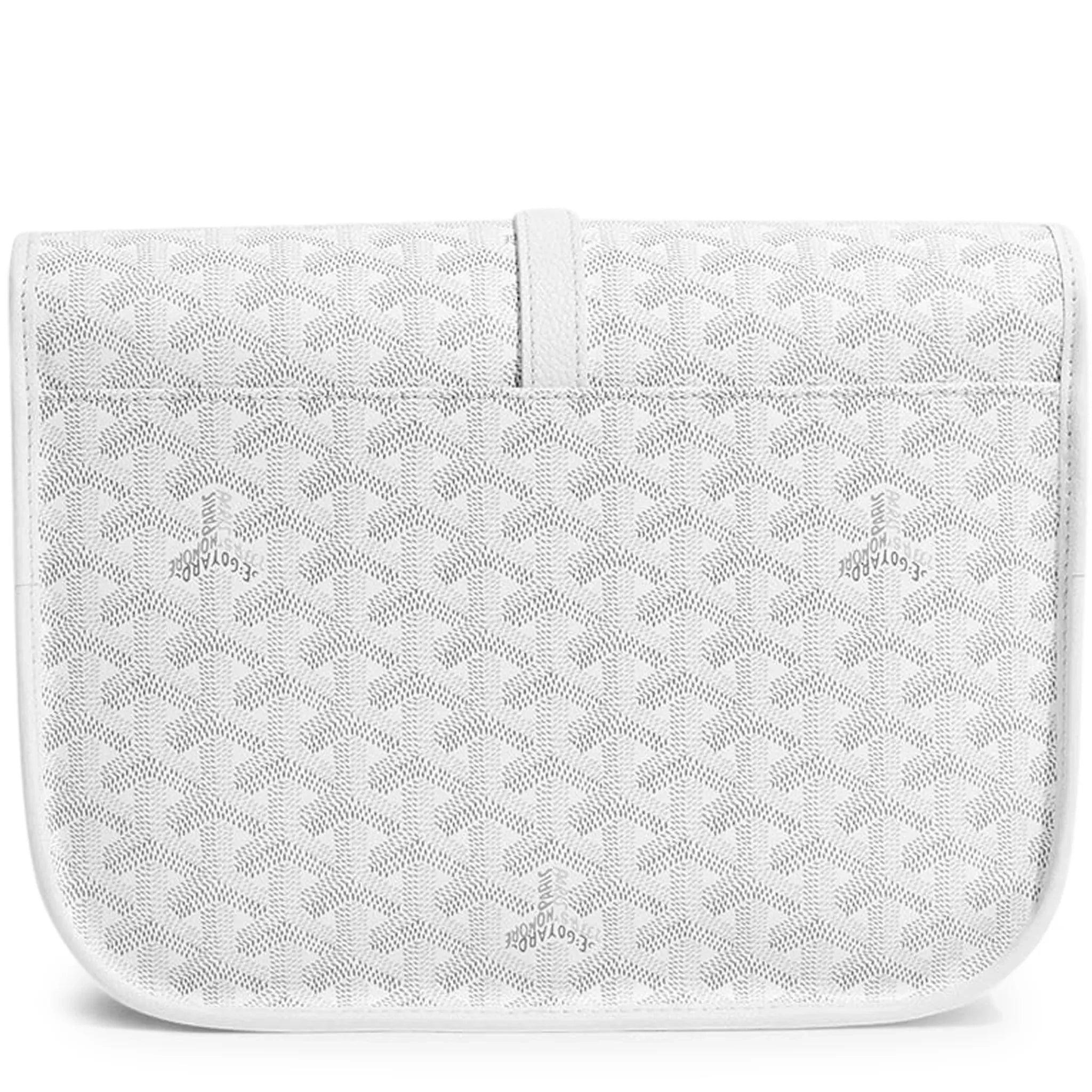 Back side view of Goyard Goyardine Belvedere II White MM Messenger Bag BELVE3MMLTY50CG50P