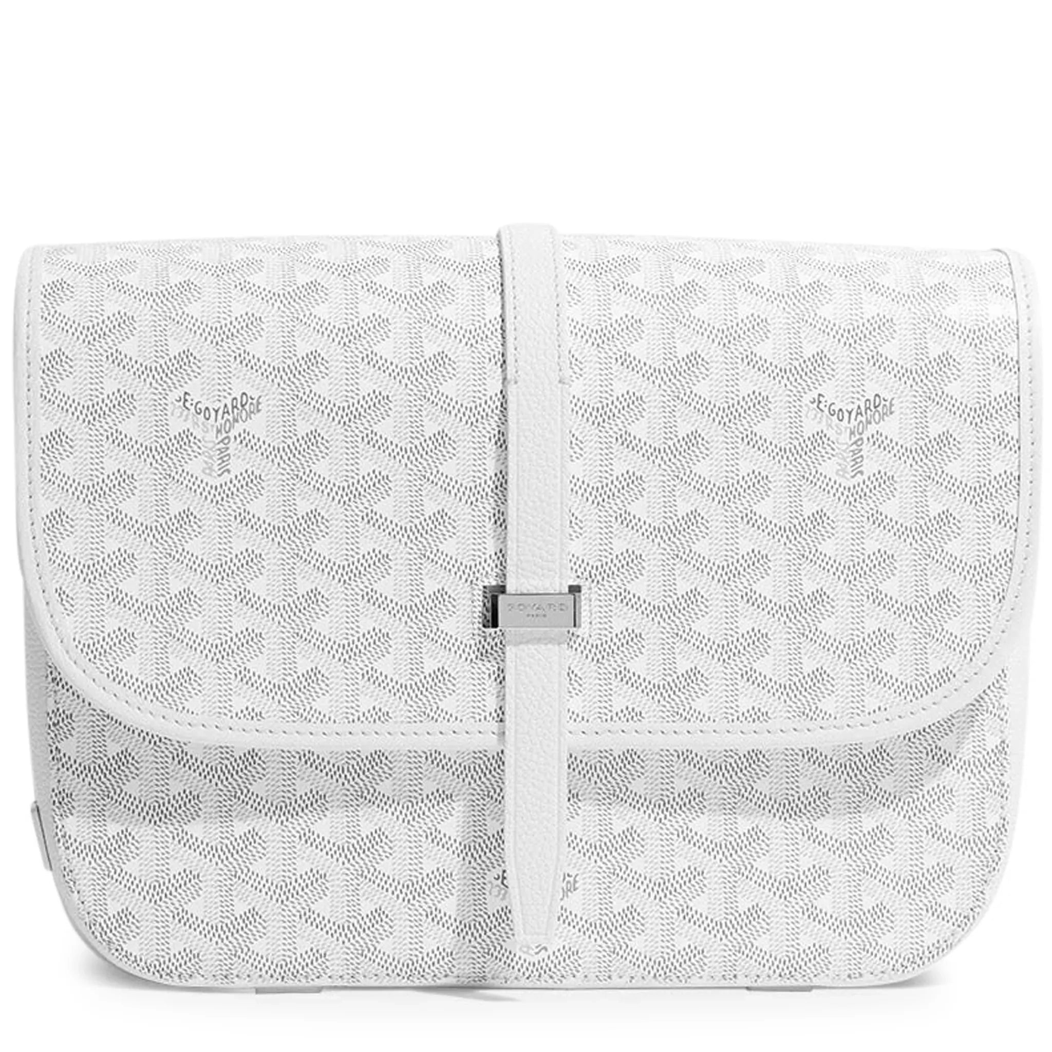 Front side view of Goyard Goyardine Belvedere II White MM Messenger Bag BELVE3MMLTY50CG50P