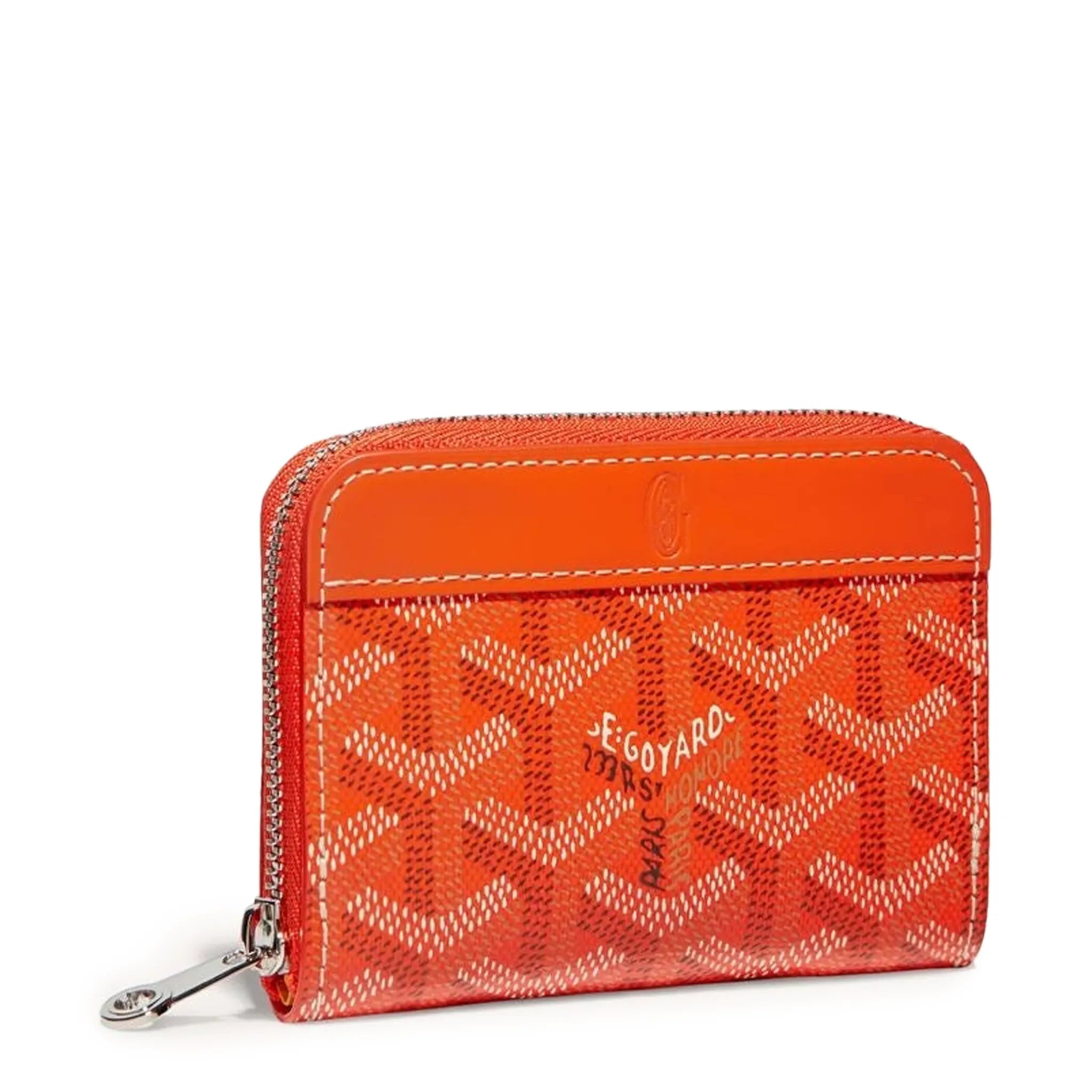 Front view of Goyard Matignon Orange Mini Wallet MATIGNMINTY07CL07P