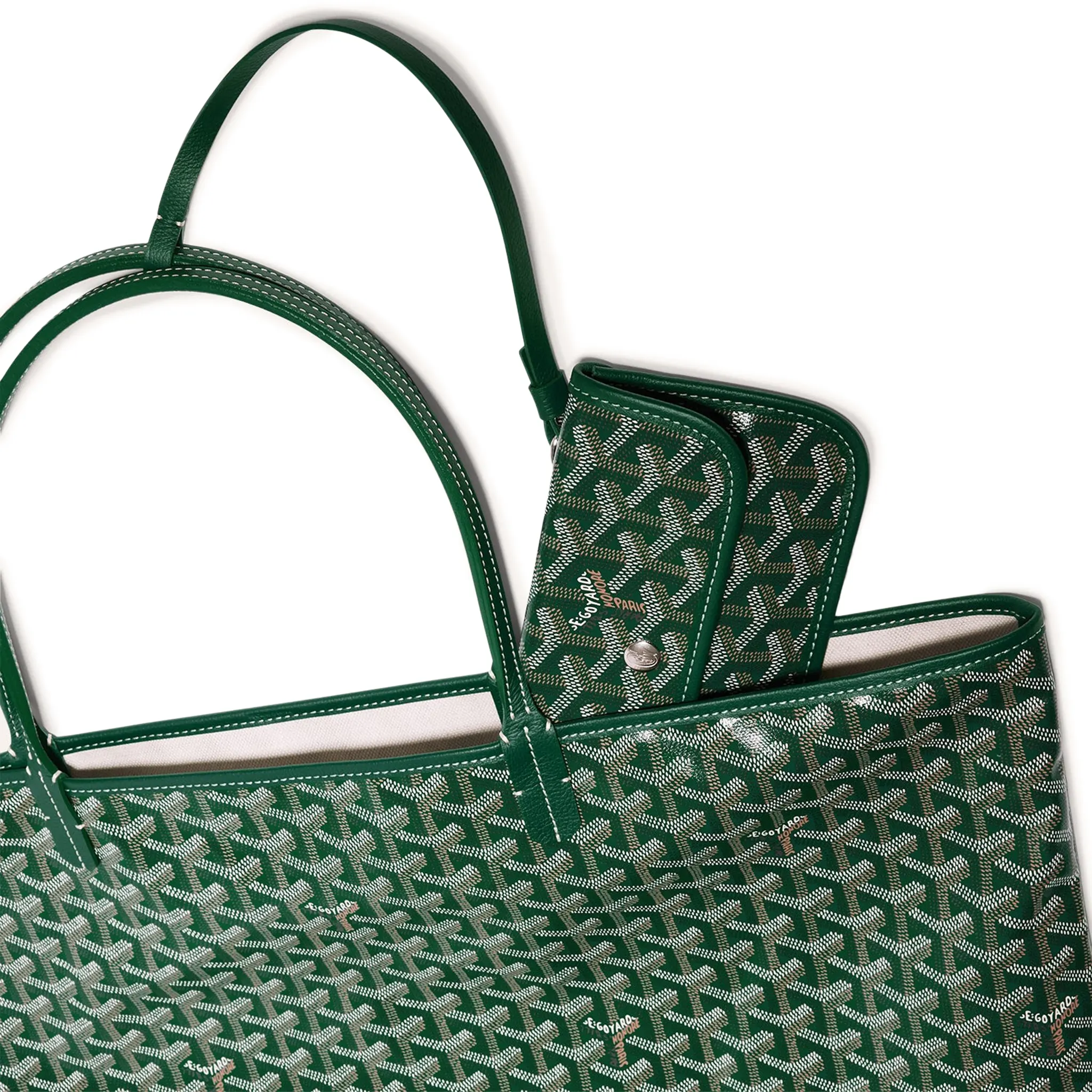 Detail view of Goyard Saint Louis GM Tote Bag Green STLOUIPMLTY01CL01P