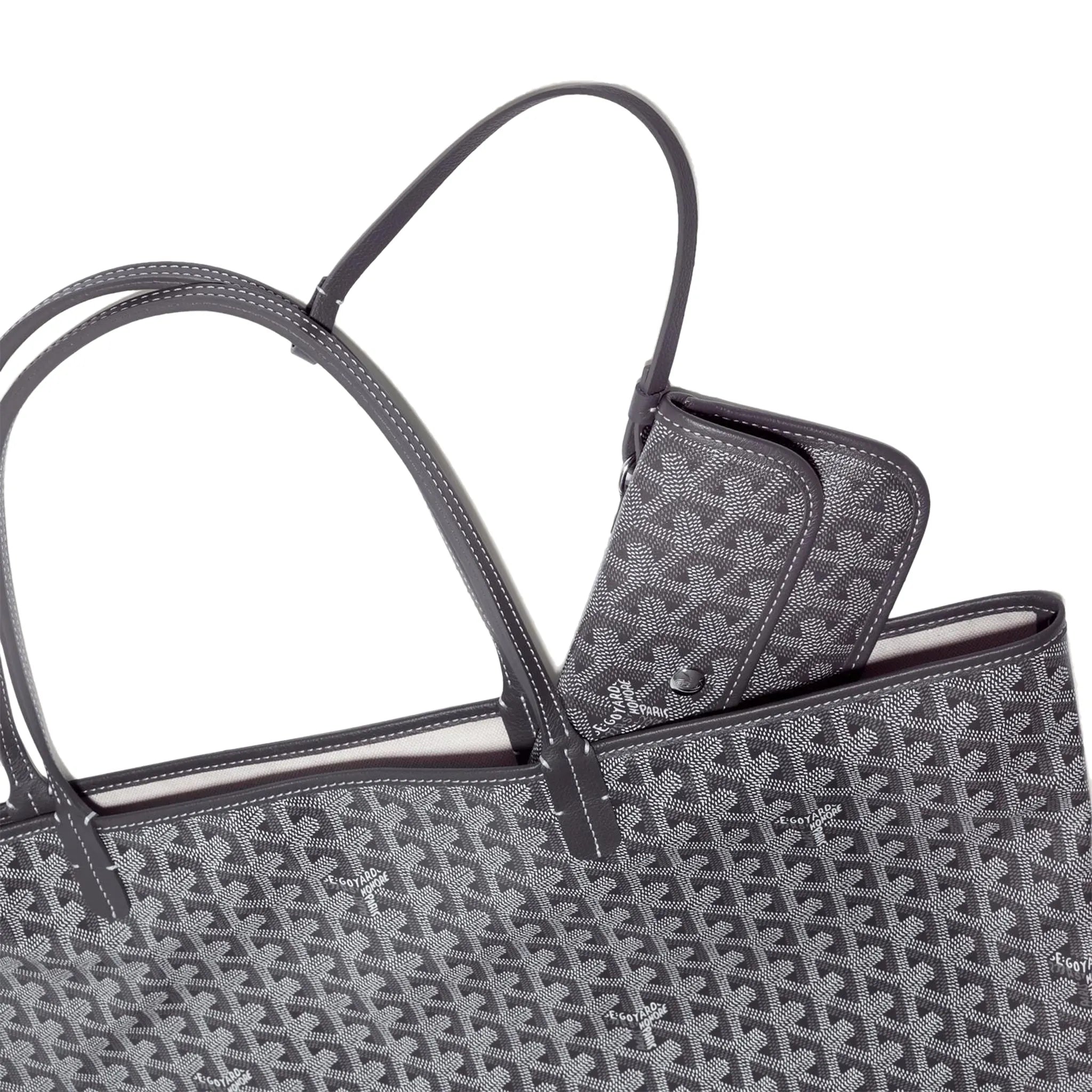 Detail view of Goyard Saint Louis GM Tote Bag Grey STLOUIGMLTY51CL51P