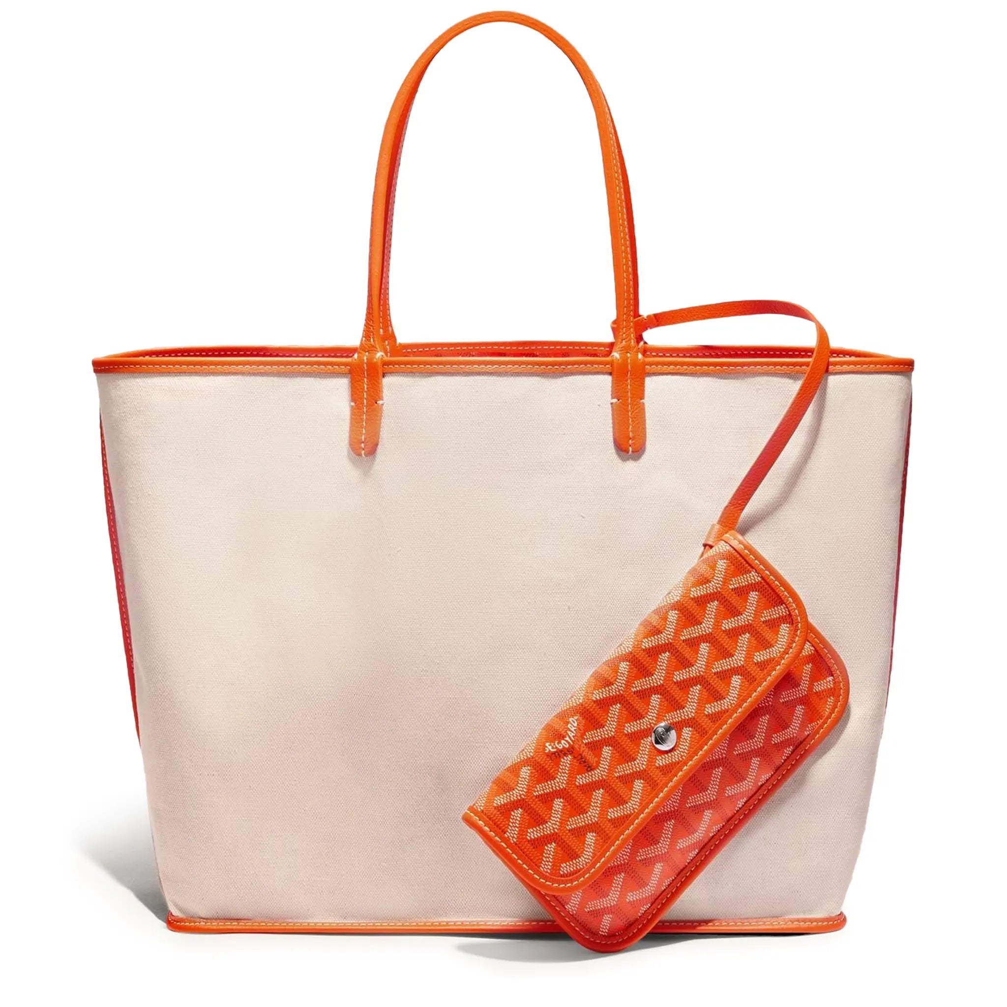 Inside view of Goyard Saint Louis GM Tote Bag Orange STLOUIGMLTY07CL07P