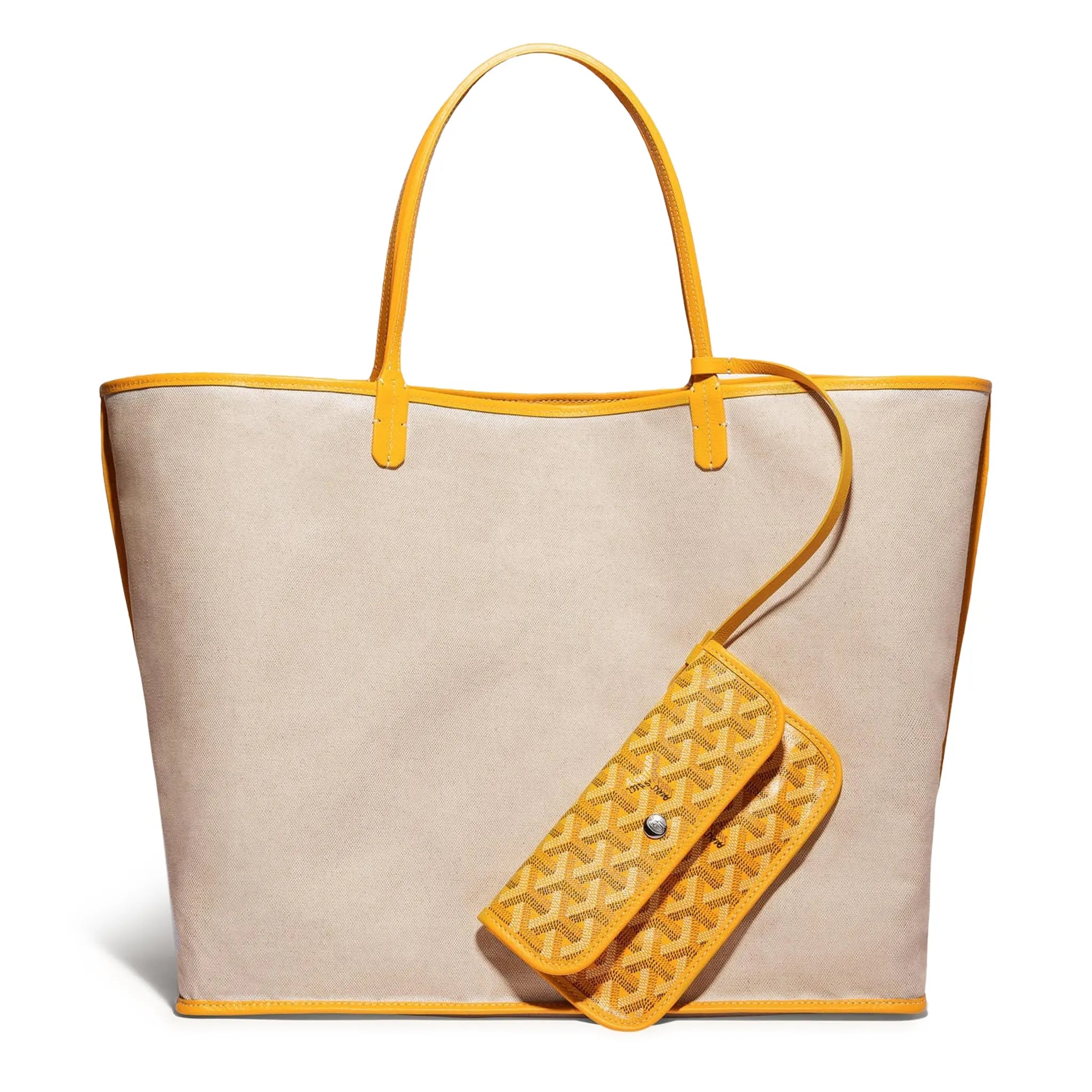 Inside view of Goyard Saint Louis GM Tote Bag Yellow STLOUIGMLTY08CL08P