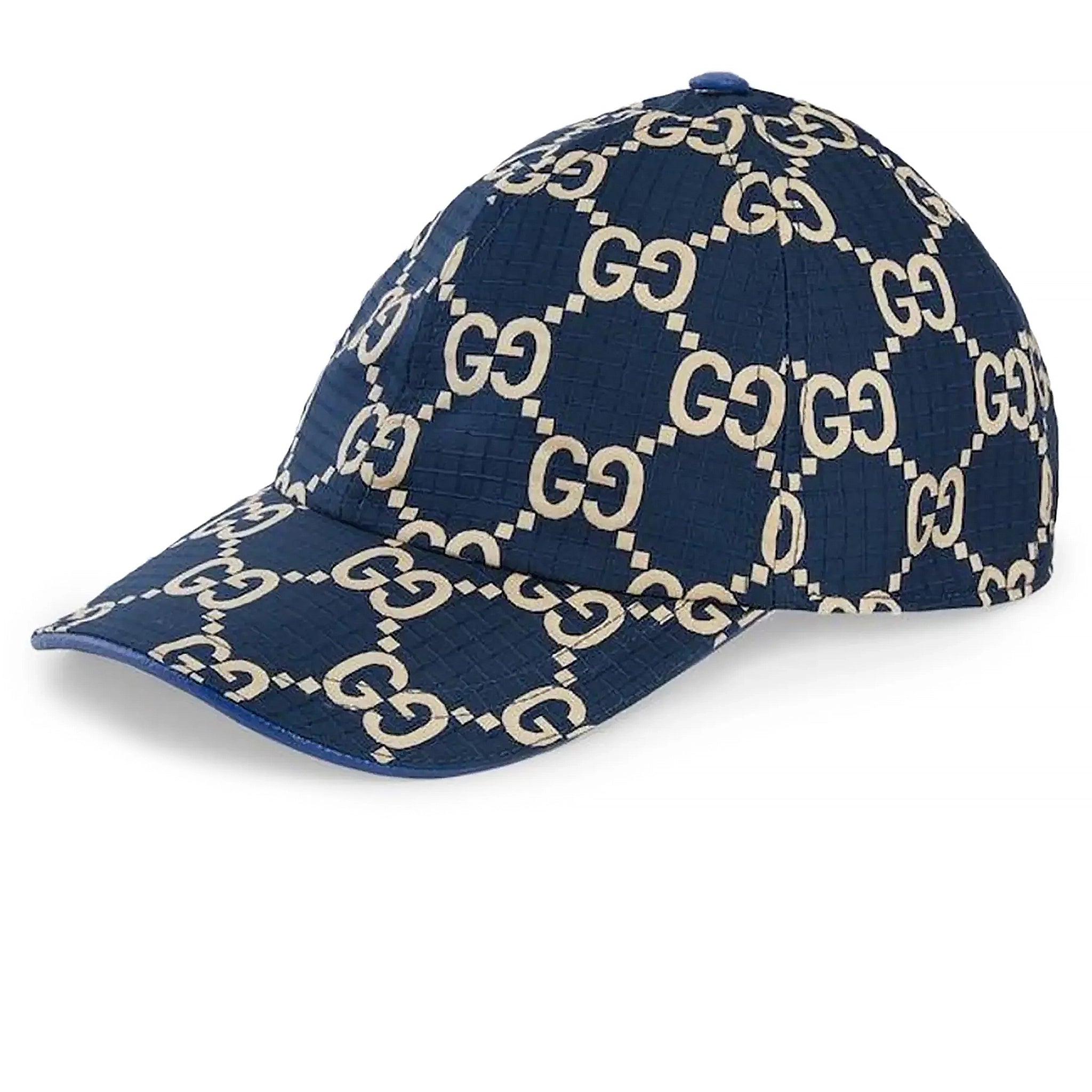 Front side view of Gucci GG Ripstop Blue Baseball Cap 768392 4HA5M 8468 