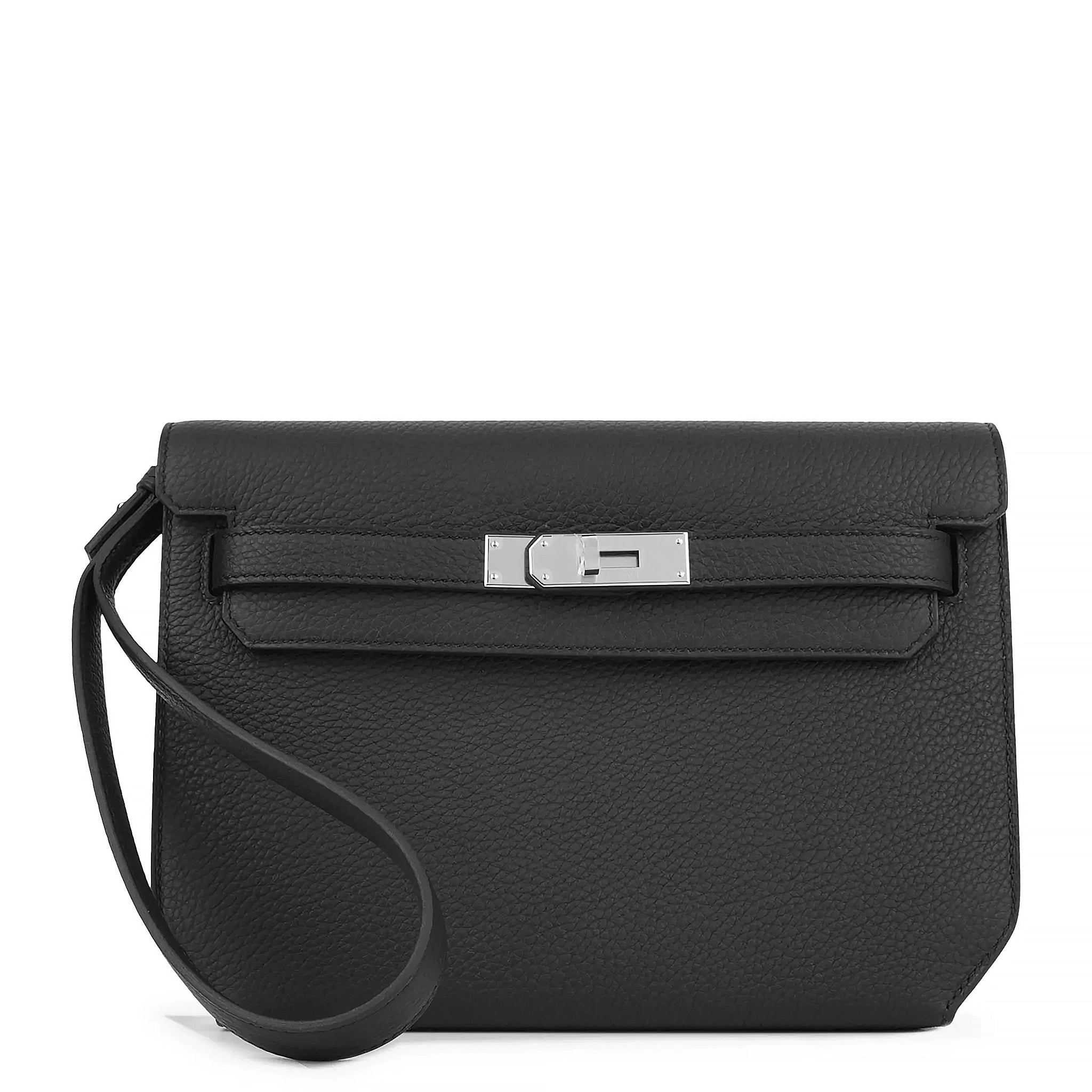 Front view of Hermès Kelly Depeches 25 Togo Black Palladium Hardware H078401CK89