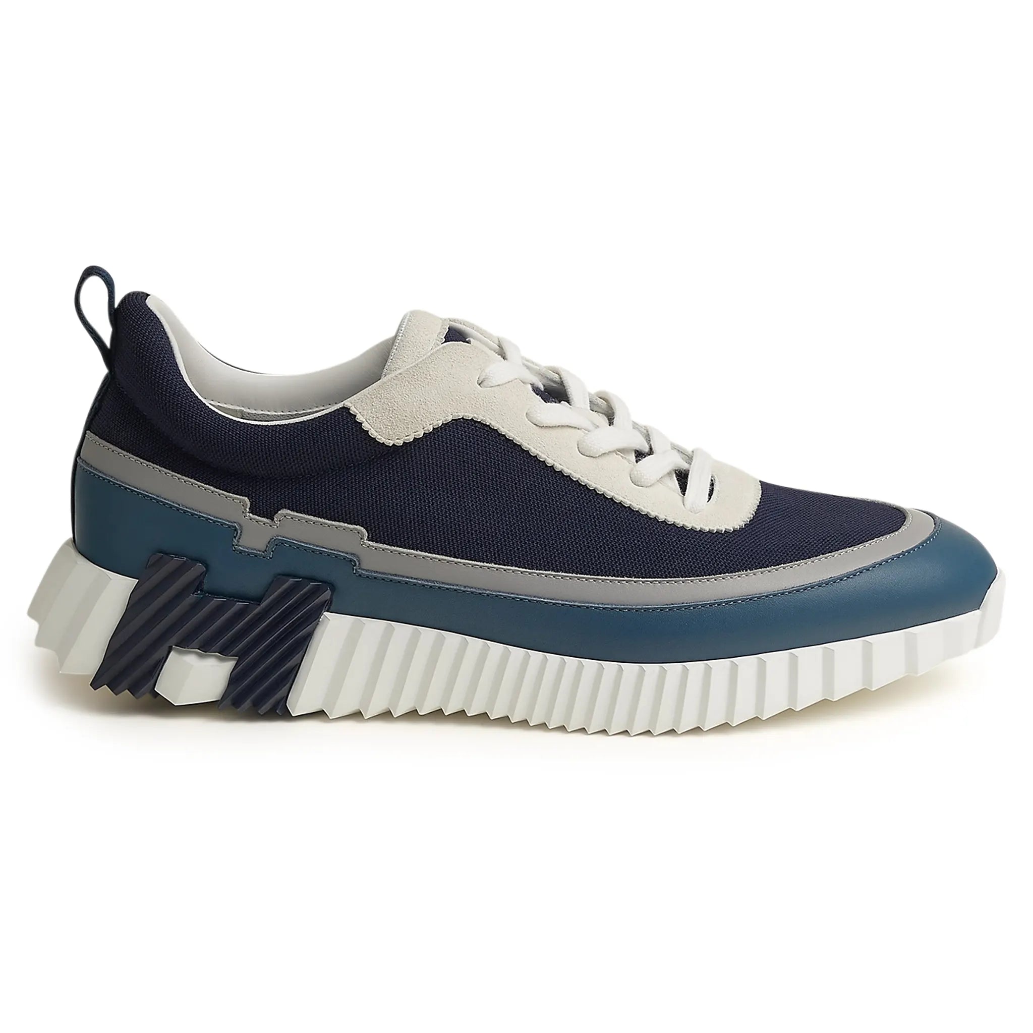 Side view of Hermes Paris Bouncing Sneaker Blue Grey White H242796ZHI2435