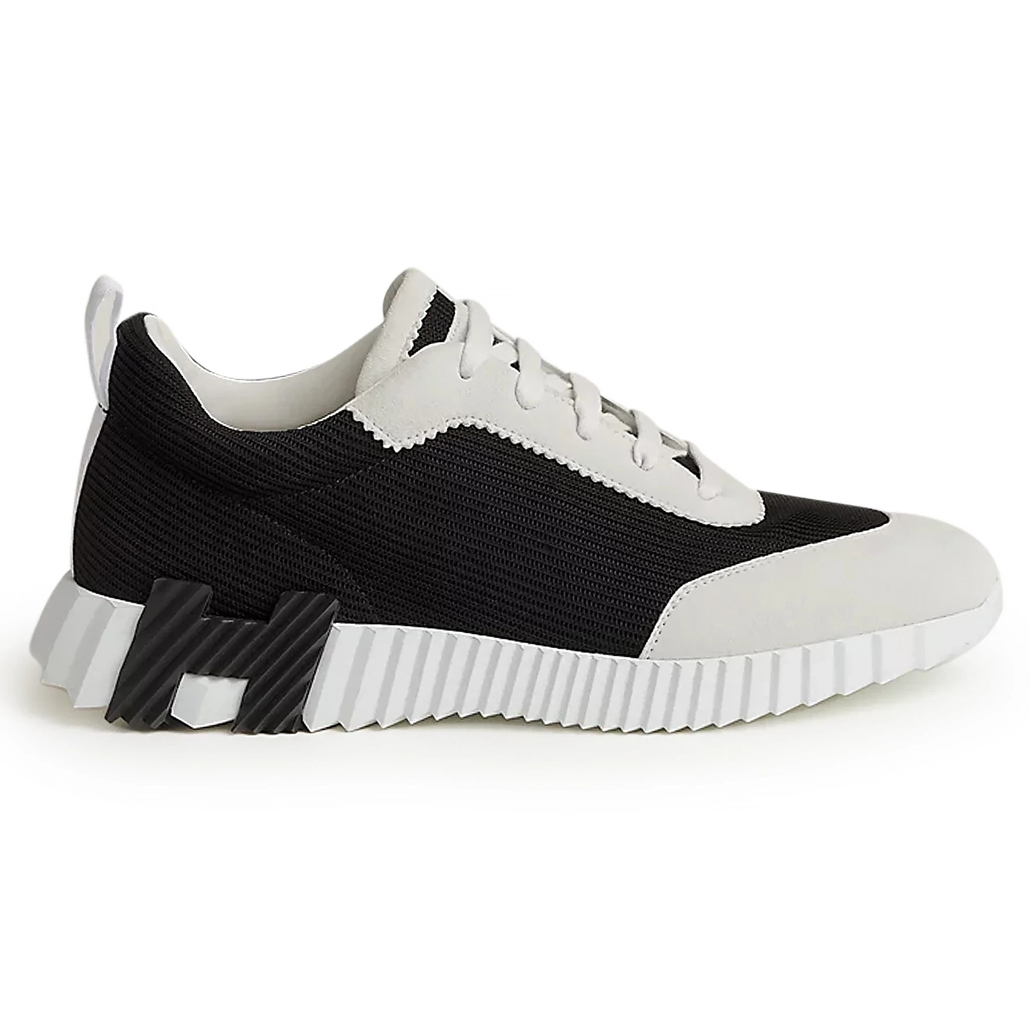 Side view of Hermes Paris Bouncing Sneaker White Black