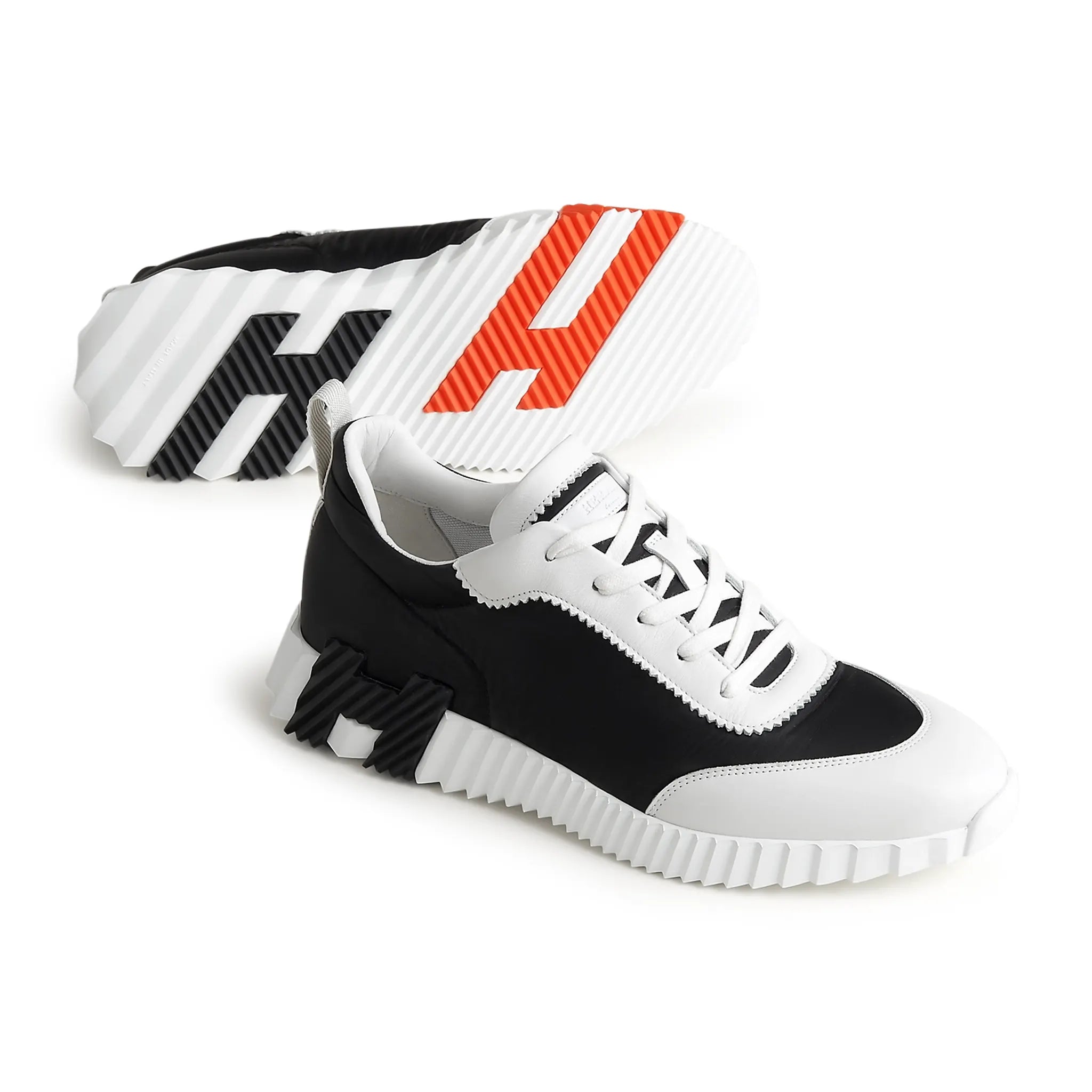 Detail view of Hermes Paris Ripstop Bouncing Sneaker Black White H251831ZH02410