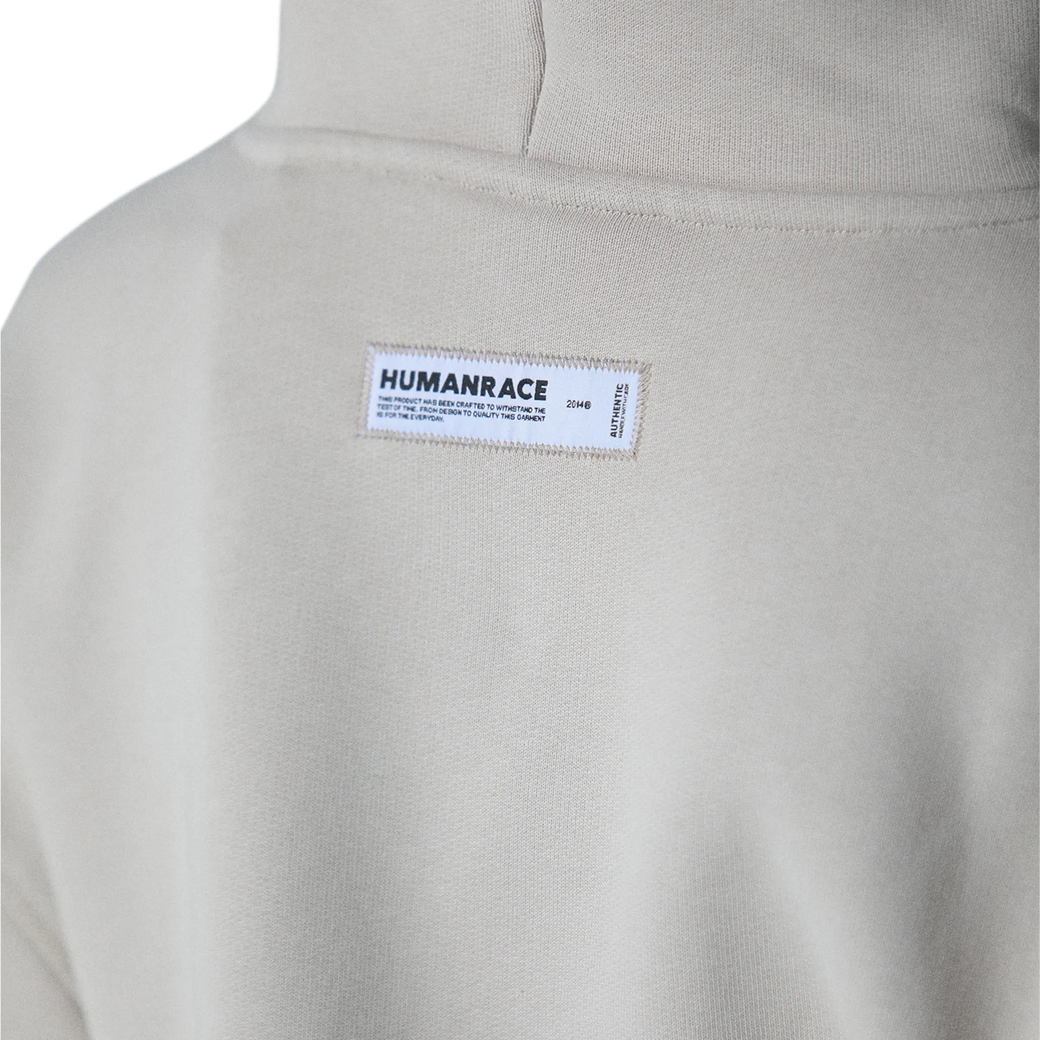 Model back detail view of Human Race Erisi Deep Taupe Hoodie