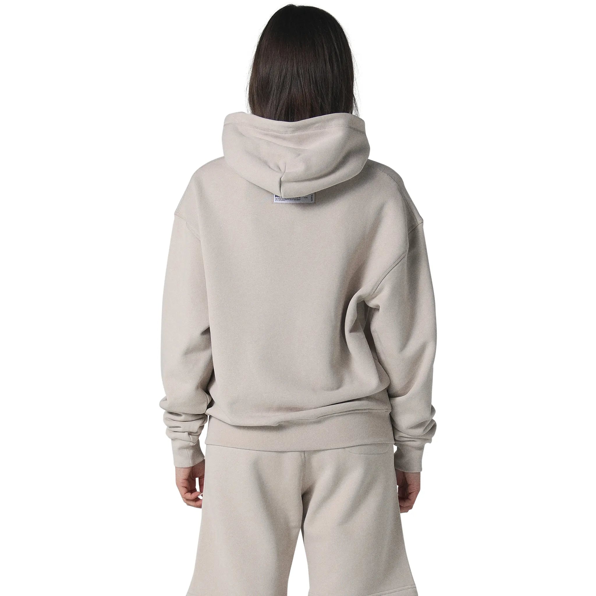 Model back female view of Human Race Erisi Deep Taupe Hoodie