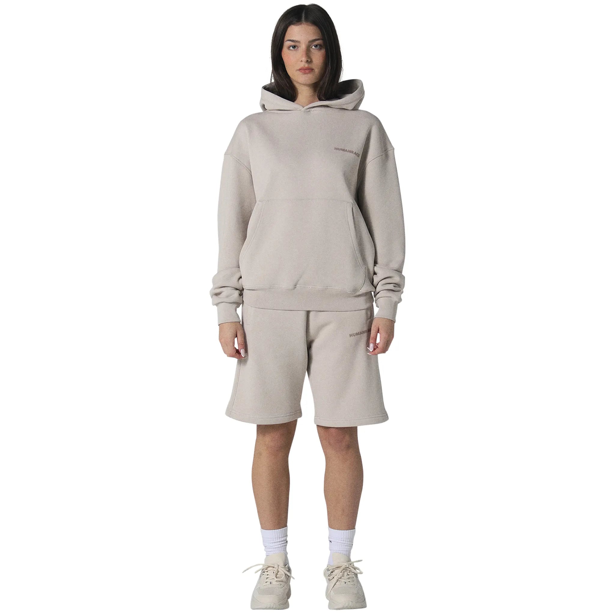 Model female view of Human Race Erisi Deep Taupe Hoodie