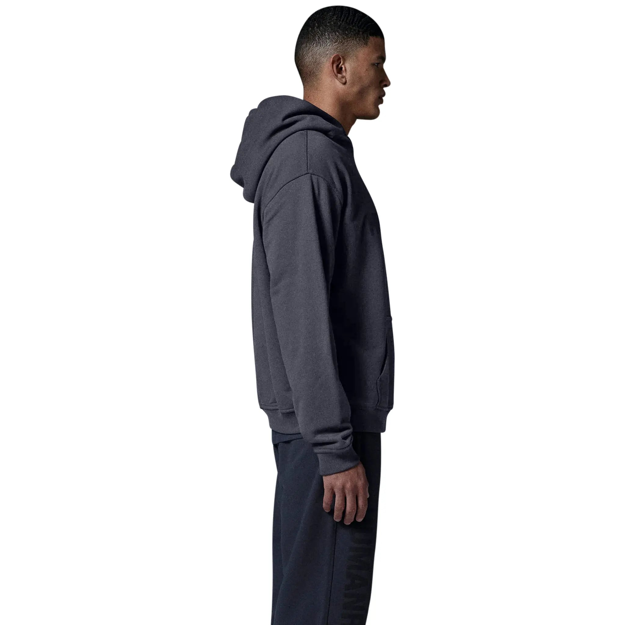 Model side view of Human Race Human Dusty Grey Hoodie