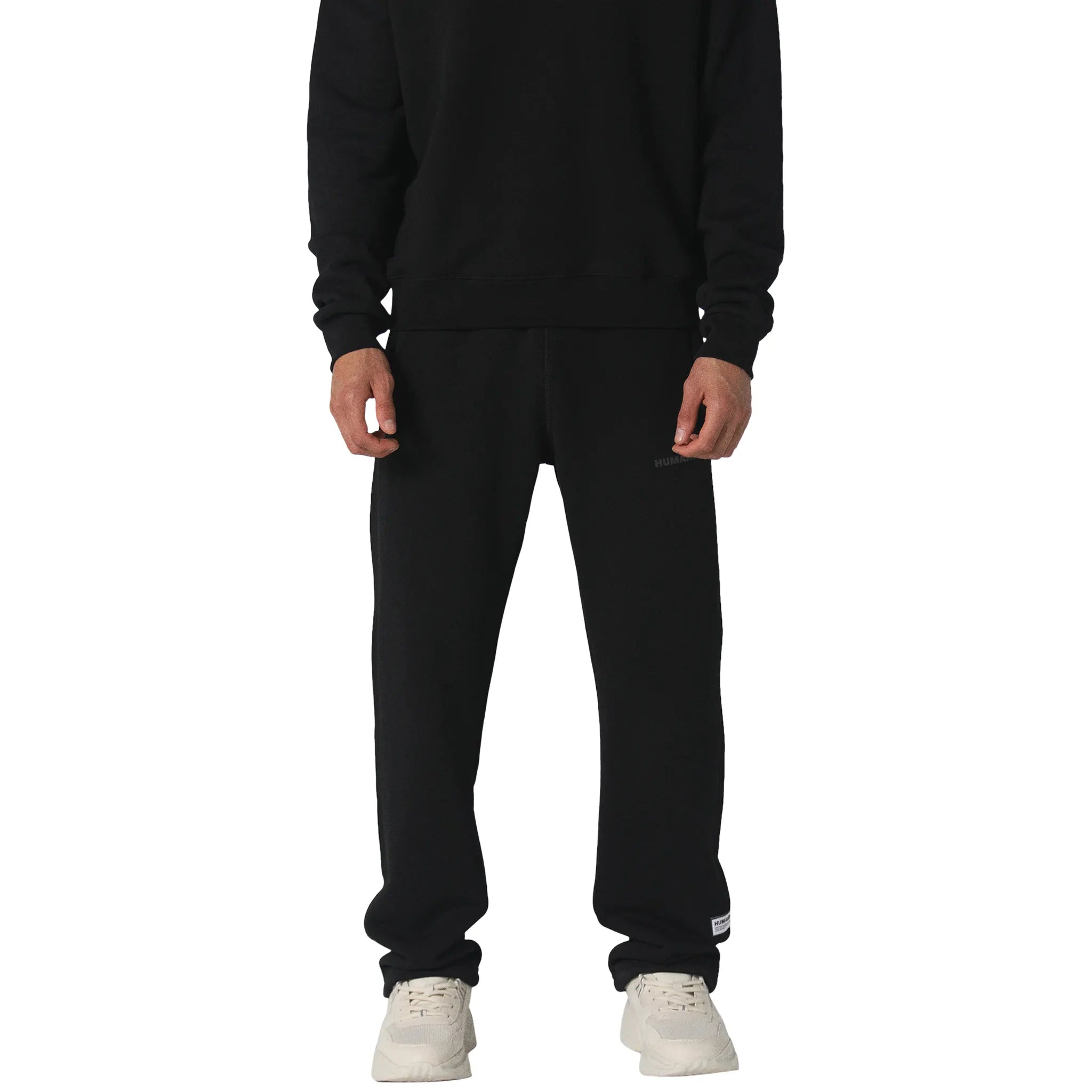 Model front view of Human Race Mars Straight Leg Black Sweatpants