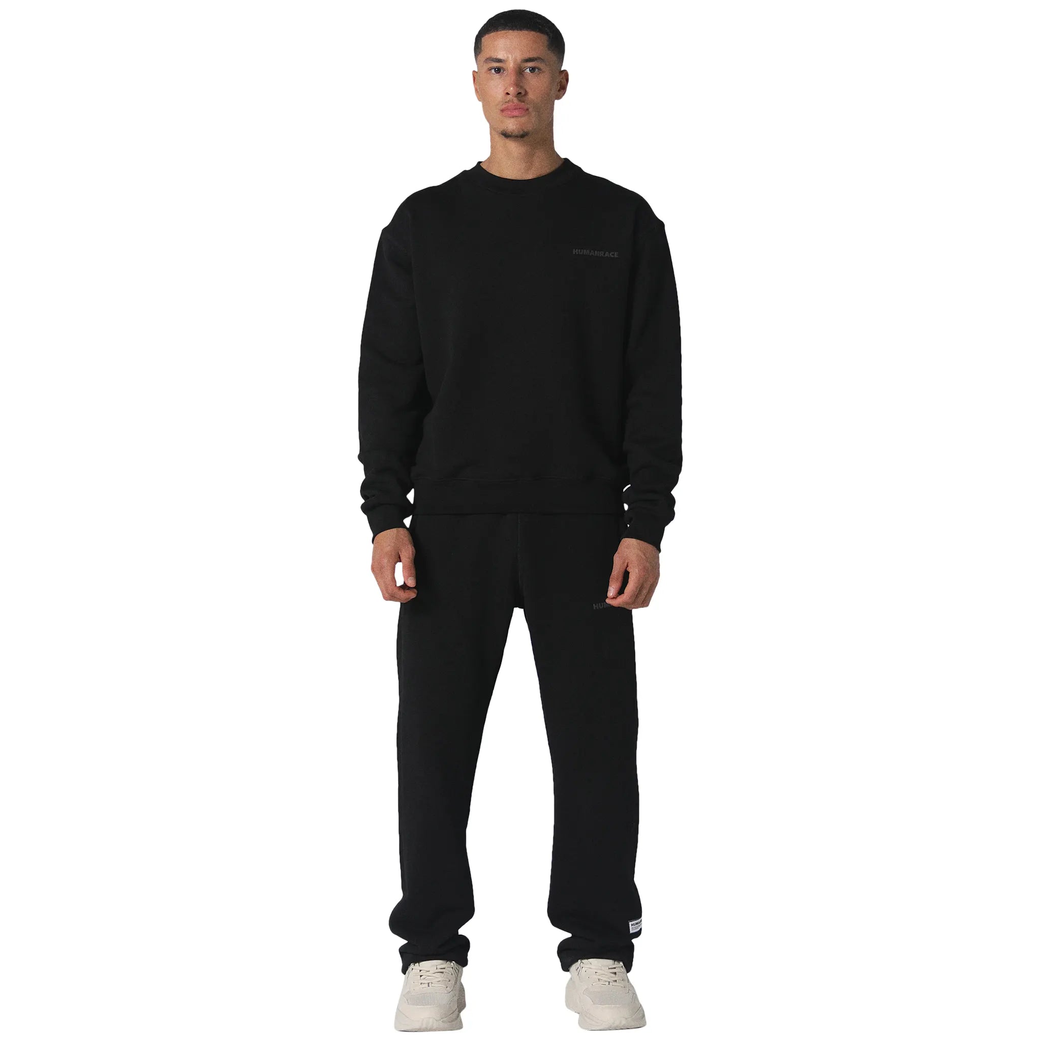 Model front view of Human Race Mars Straight Leg Black Sweatpants