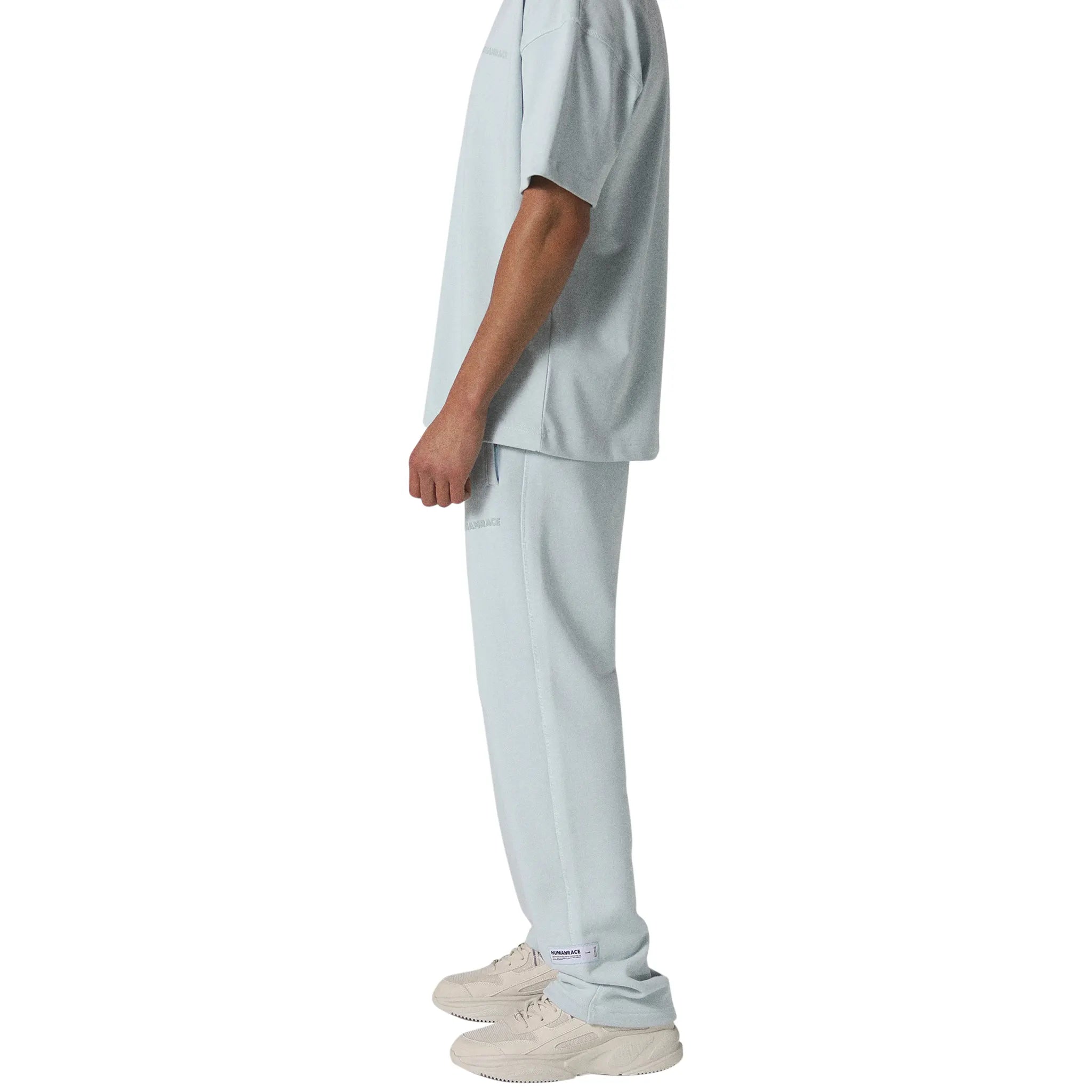 Side view of Human Race Mars Straight Leg Soft Blue Sweatpants 