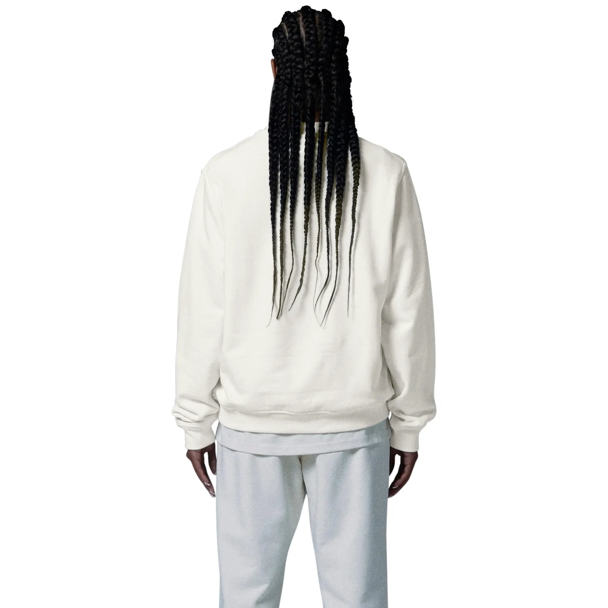 Model back view of Human Race Planet Bone White Sweatshirt 