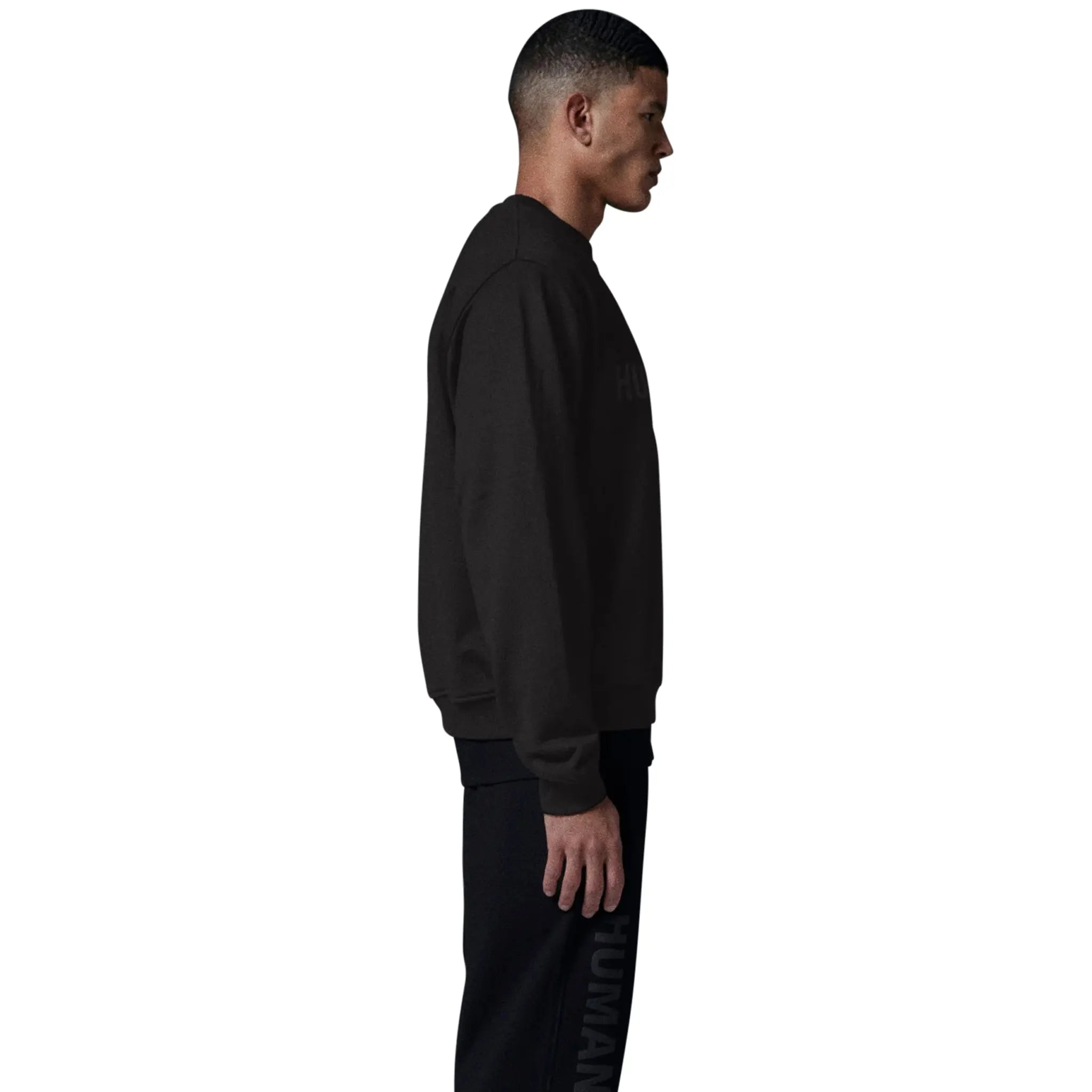 Side view of Human Race Planet Jet Black Sweatshirt