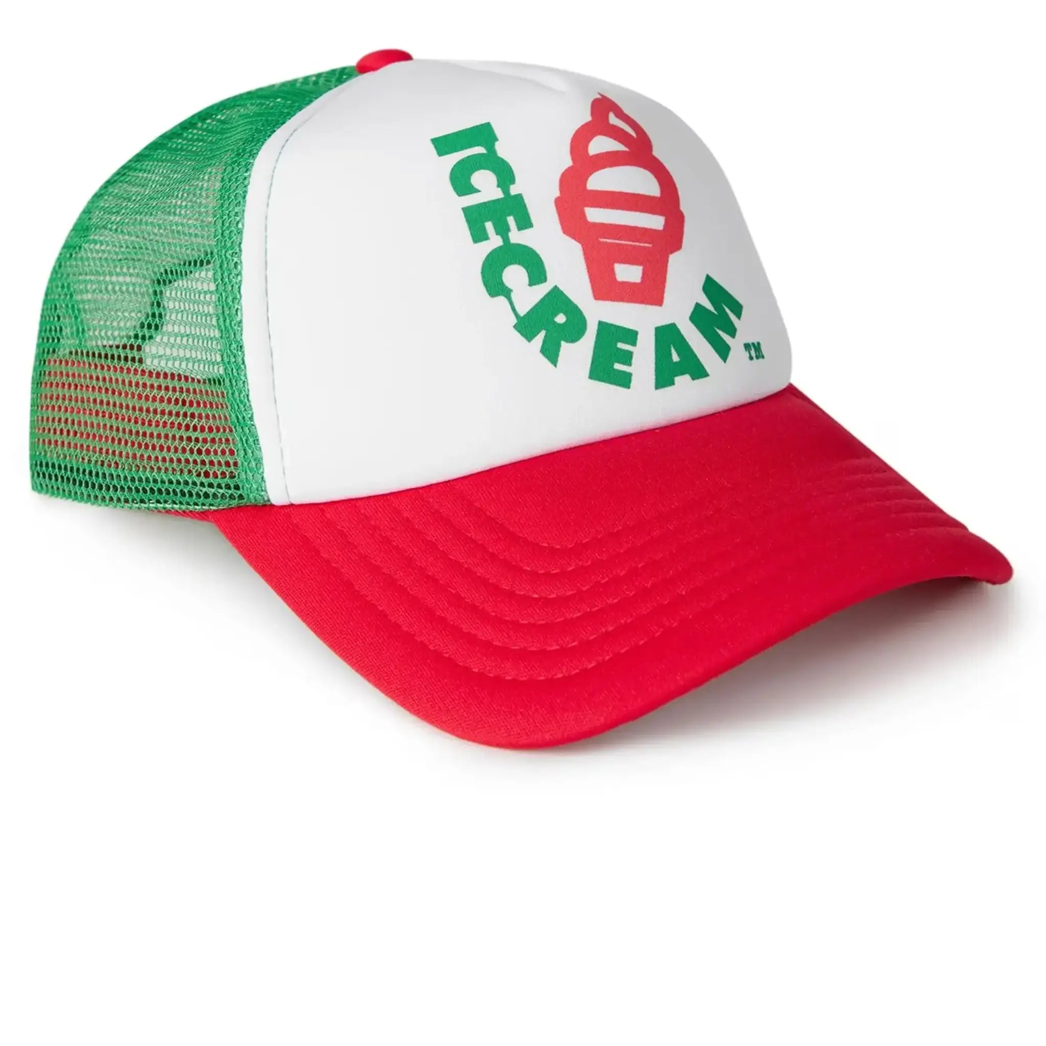 Front view of view of Icecream Soft Serve White Red Trucker Cap