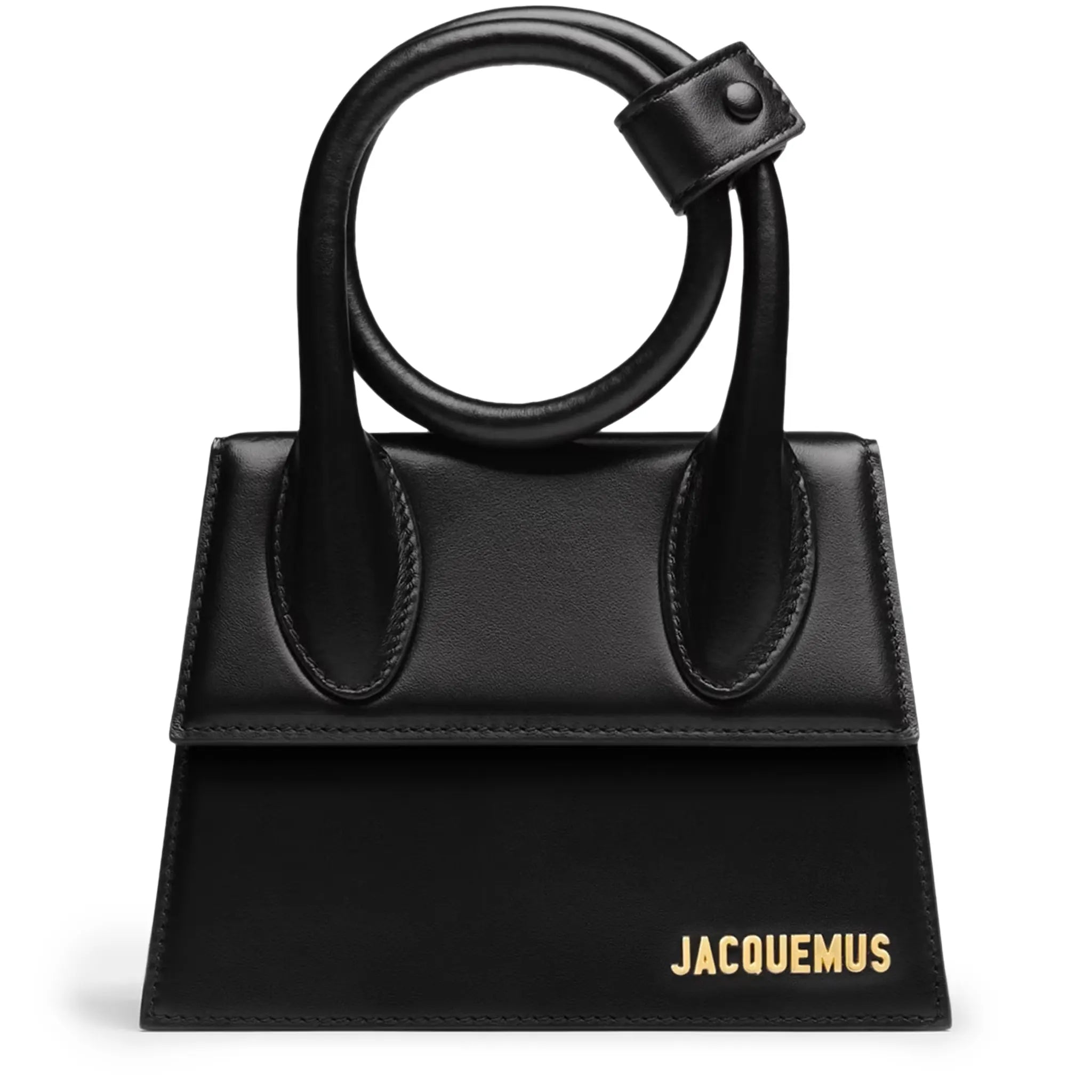 Front view of Jacquemus Le Chiquito Noeud Coiled Leather Black Handbag 213BA005-3000-990