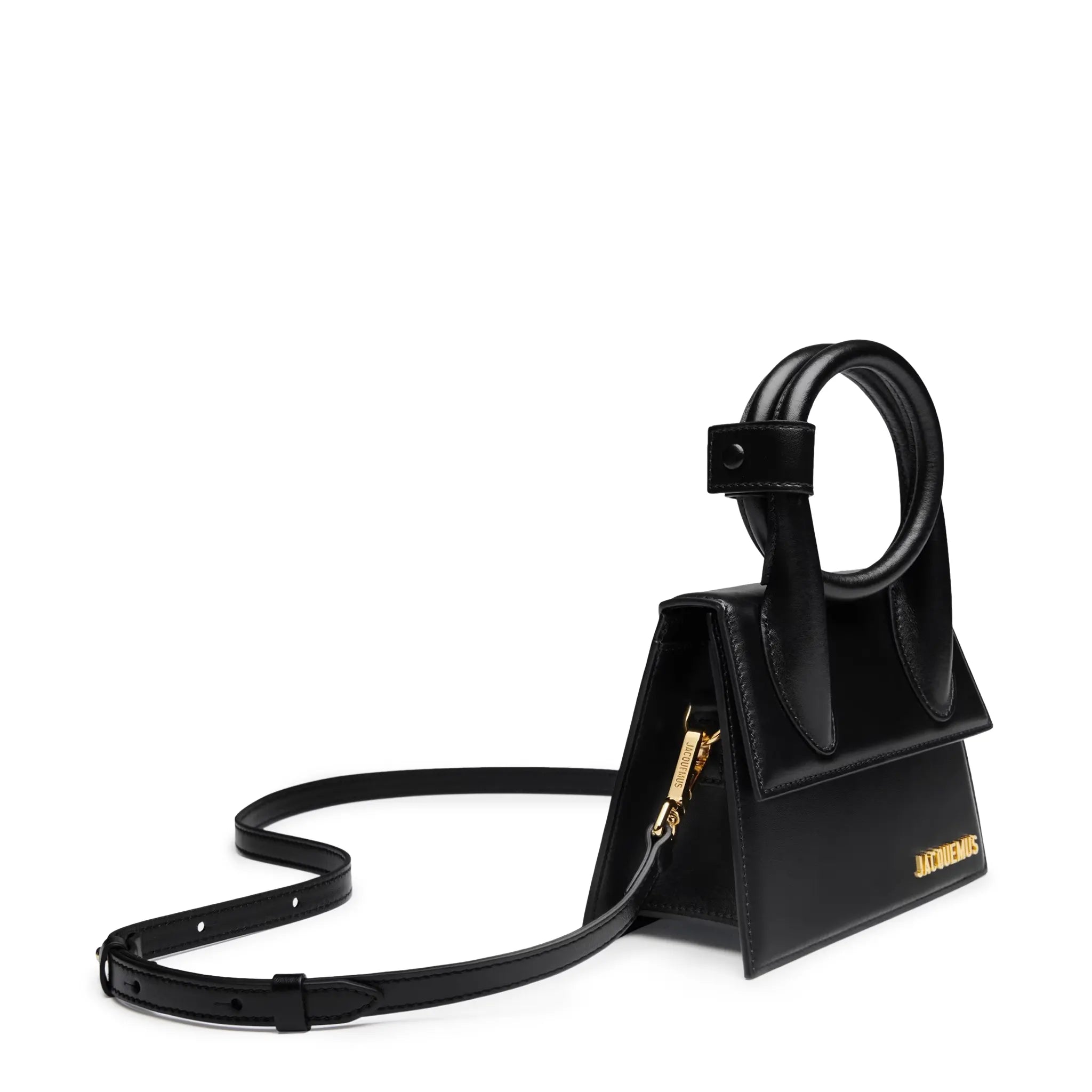 Strap view of Jacquemus Le Chiquito Noeud Coiled Leather Black Handbag 213BA005-3000-990